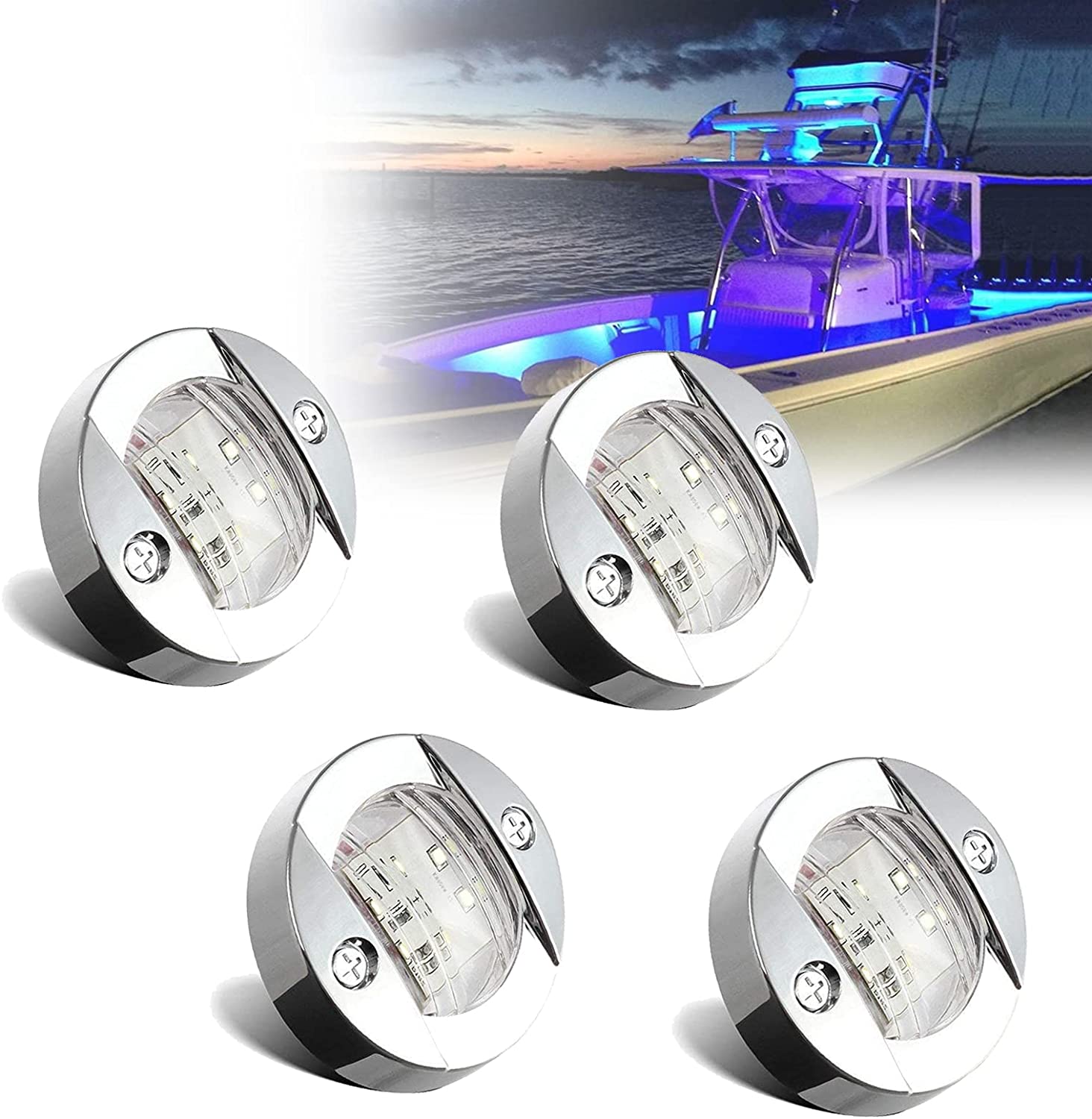 UCINNOVATE 4x Marine Boat LED Lights, 12V Waterproof Navigation Boat lights with, Boat Stern Light, Courtesy Lights, Boat Interior Lights, Boat Transom Light for Yacht, Pontoon Boat, Sailboat, Kayak