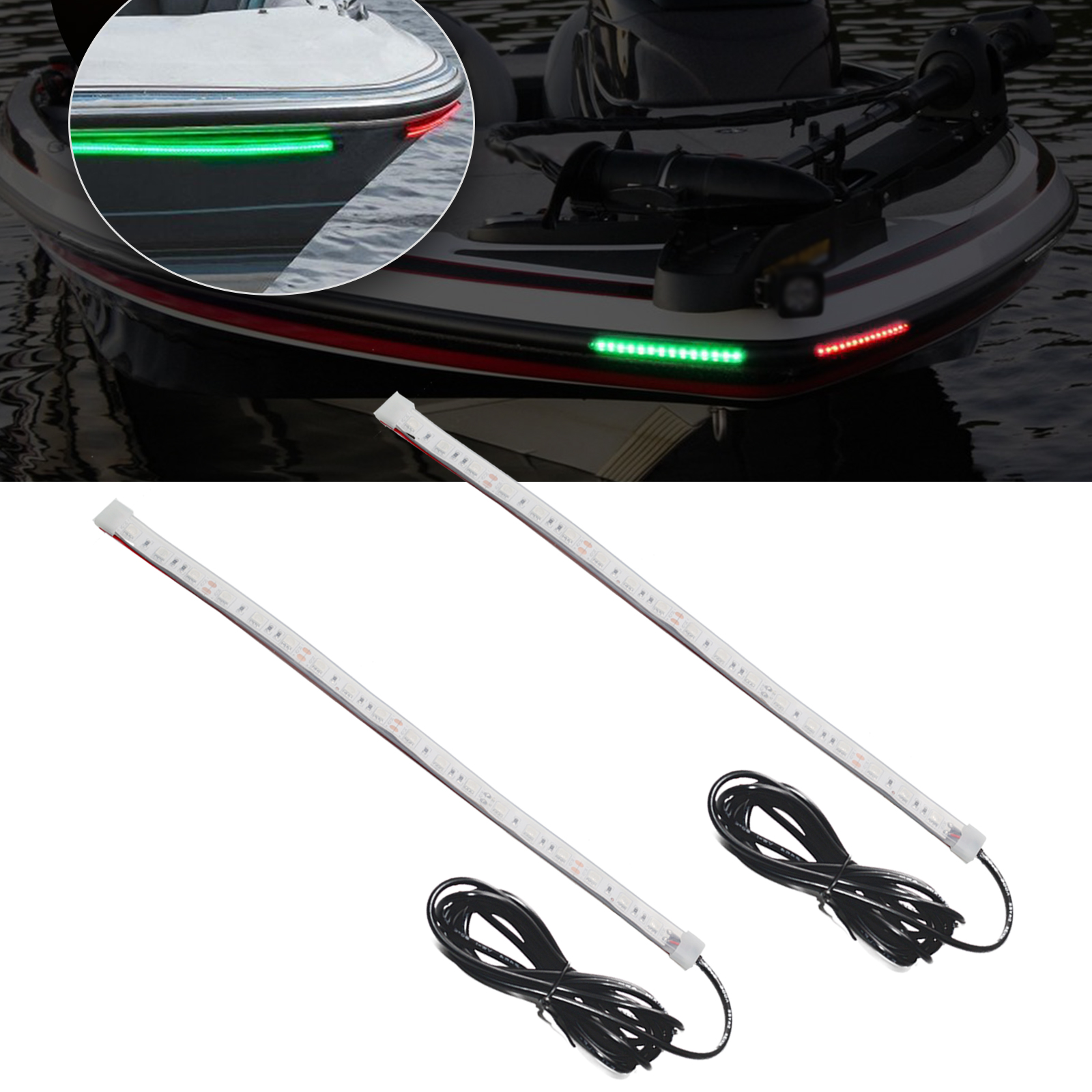 UCINNOVATE LED Boat Light, 12" Waterproof Navigation Lights, Super Bright 18 LEDs 5050 LED Boat Bow Nav Lights, Port Starboard Side Light, for Marine Pontoon Kayak Yacht 12V (Red and Green)