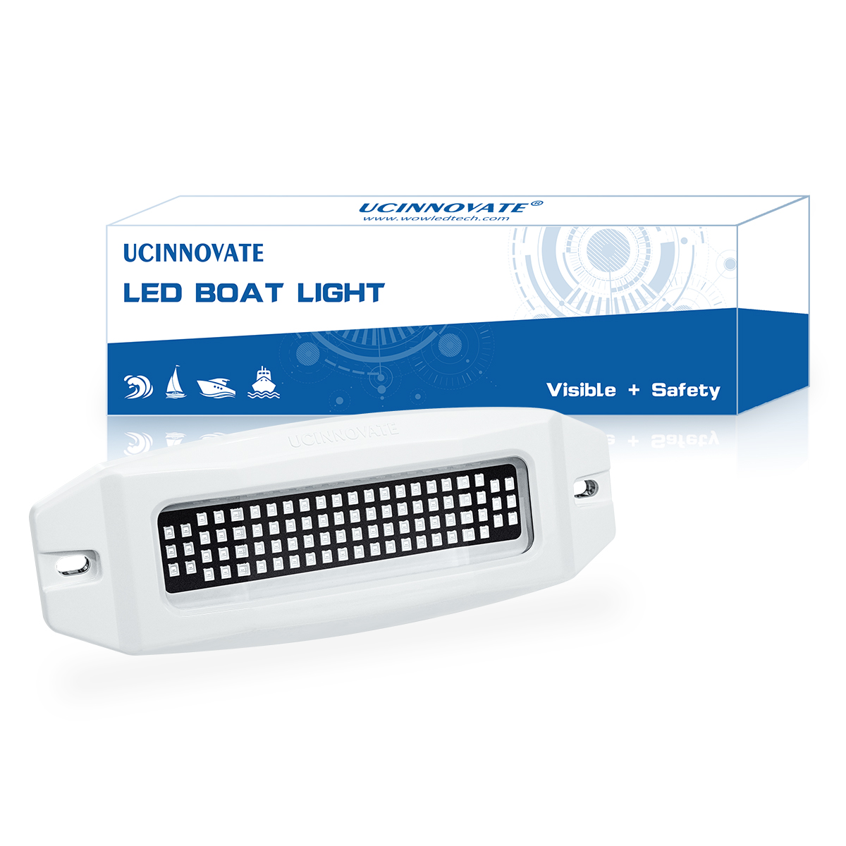 UCINNOVATE 2X 6.9” Marine LED Boat Light, 3000LM 84LED Waterproof Transom Lights, Underwater Light for Yachts, Boats, Sailboat, Pontoon, Transom, Boat Deck Light Stern Lights (White, 12-36V, IP68)