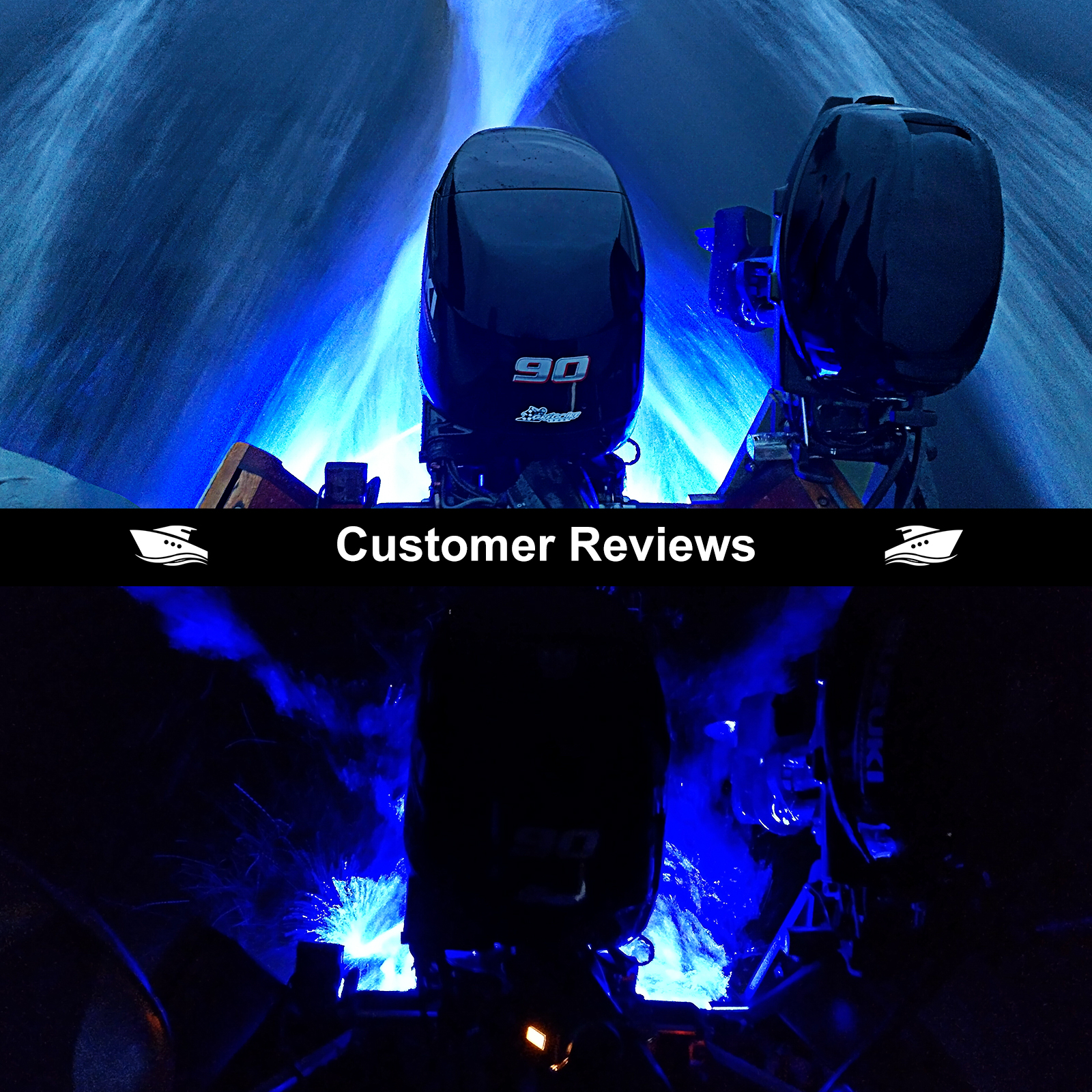 UCINNOVATE 2X 6.9” Marine LED Boat Light, 3000LM 84LED Waterproof Transom Lights, Underwater Light for Yachts, Boats, Sailboat, Pontoon, Transom, Boat Deck Light Stern Lights (Blue, 12-36V, IP68)