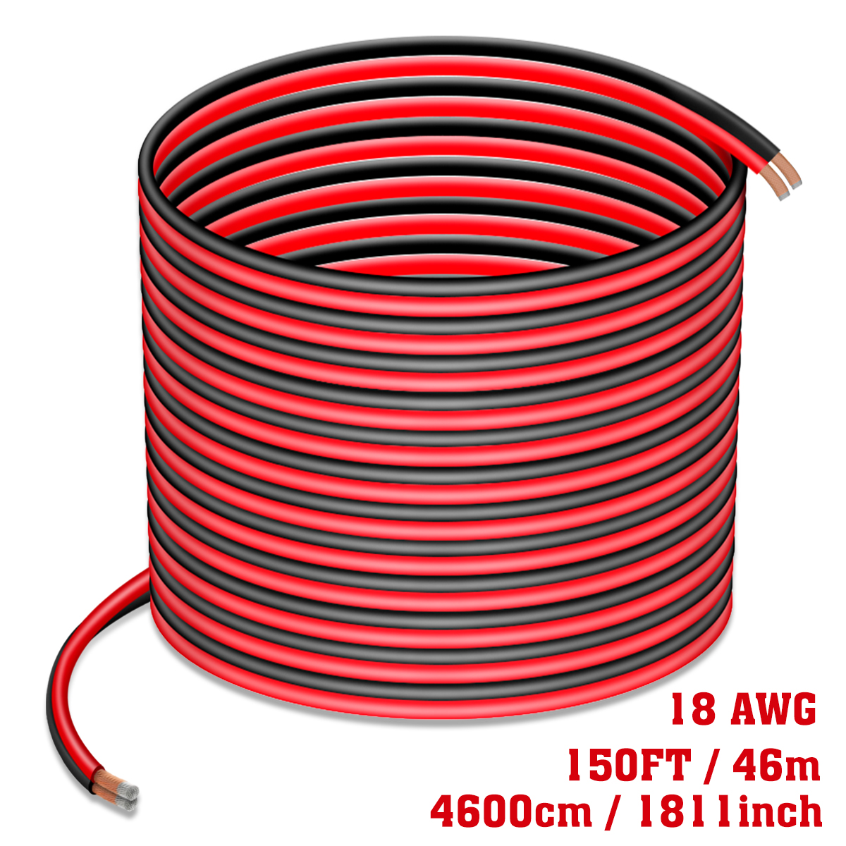 UCINNOVATE 18 Gauge Wire, Total 300FT (Black + Red) Electrical Wire 2 Conductors Cable, 2 Pin Flexible Low Voltage PVC Extension Cable for Doorbell Wire LED Strips LED Lamp Tape Lighting Wiring DC