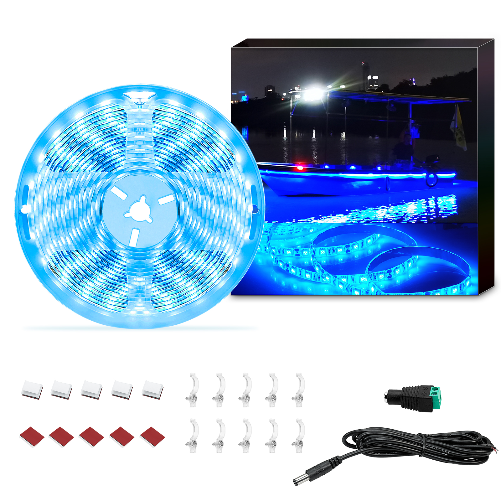 UCINNOVATE LED Boat Light, 16.4FT Marine Waterproof LED Strips, Boat Interior Light, Accent Light, Courtesy Interior Lights, Fishing Night for Pontoon Bass Fishing Yacht Kayak (12V, Blue)