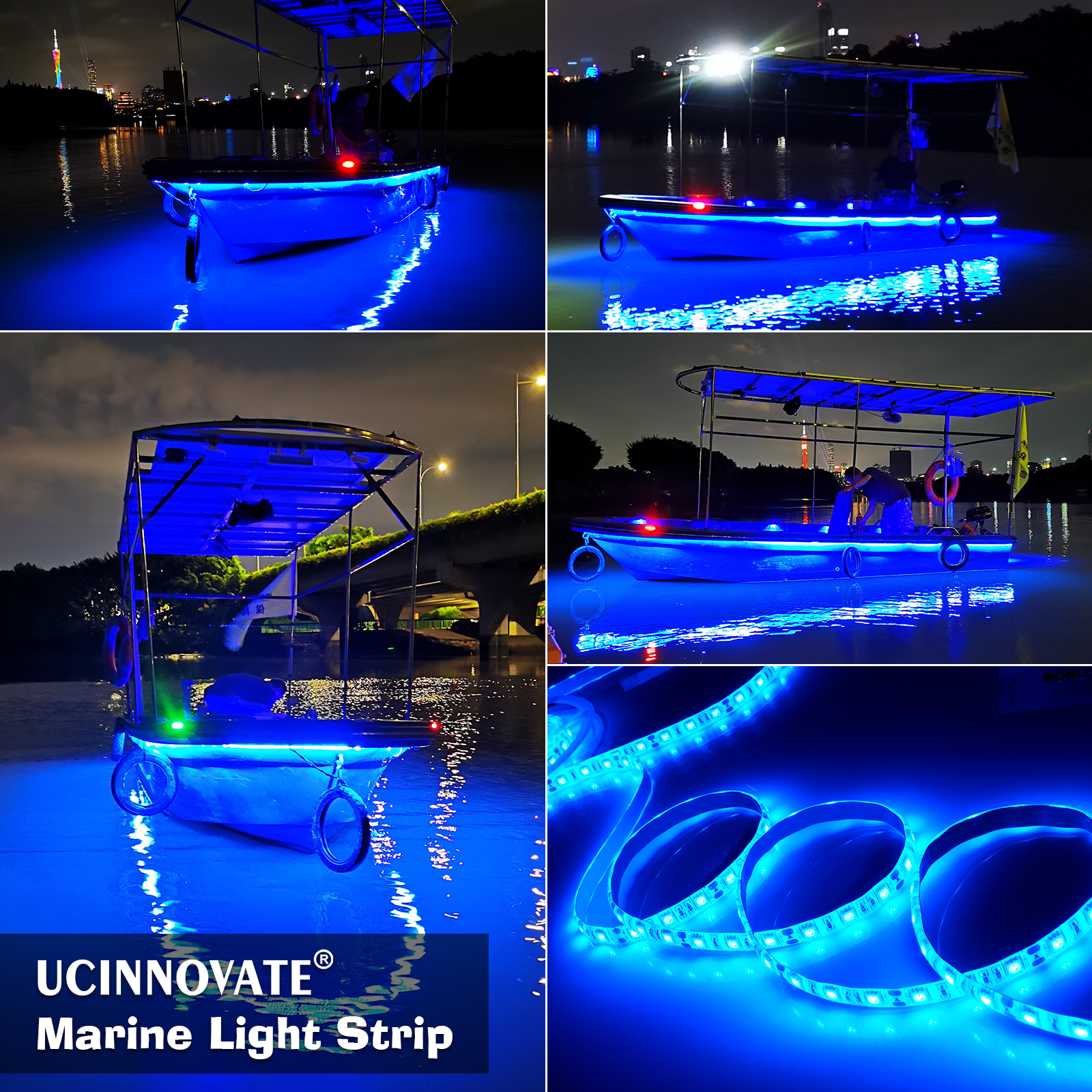 UCINNOVATE LED Boat Light, 16.4FT Marine Waterproof LED Strips, Boat Interior Light, Accent Light, Courtesy Interior Lights, Fishing Night for Pontoon Bass Fishing Yacht Kayak (12V, Blue)