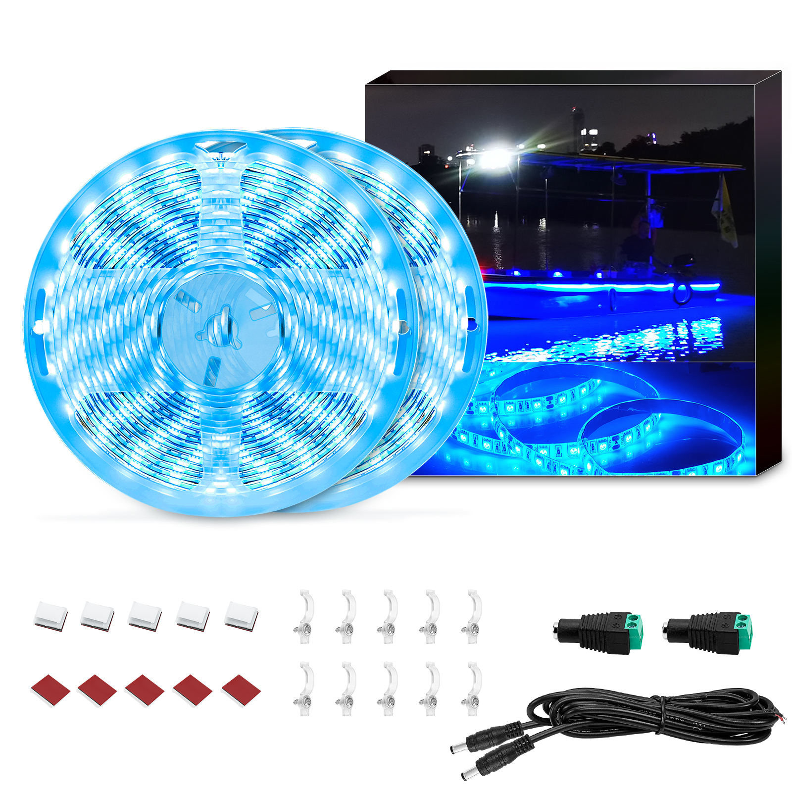 UCINNOVATE LED Boat Light, 32.8FT Marine Waterproof LED Strips, Boat Interior Light, Accent Light, Courtesy Interior Lights, Fishing Night for Pontoon Bass Fishing Yacht Kayak (12V, Blue)