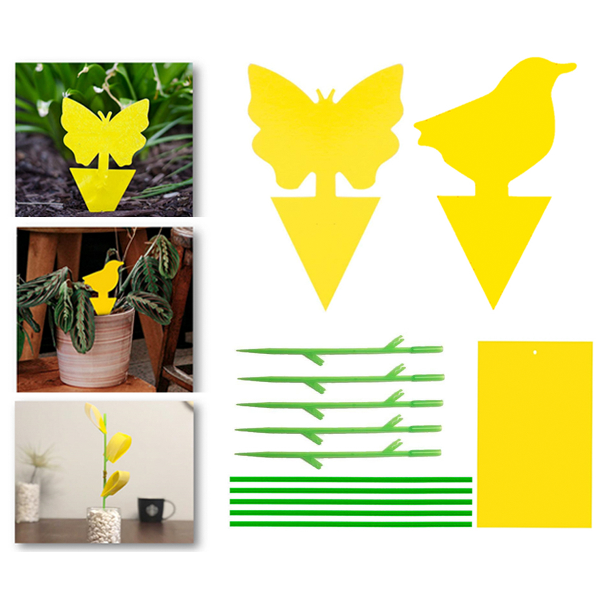 40 pcs Dual-Sided Yellow Sticky Traps Package,with Twist Ties, for Fruit Fly Gnat Sticky Trap Plant Indoor Outdoor Natural Insect Control, Non-Toxic