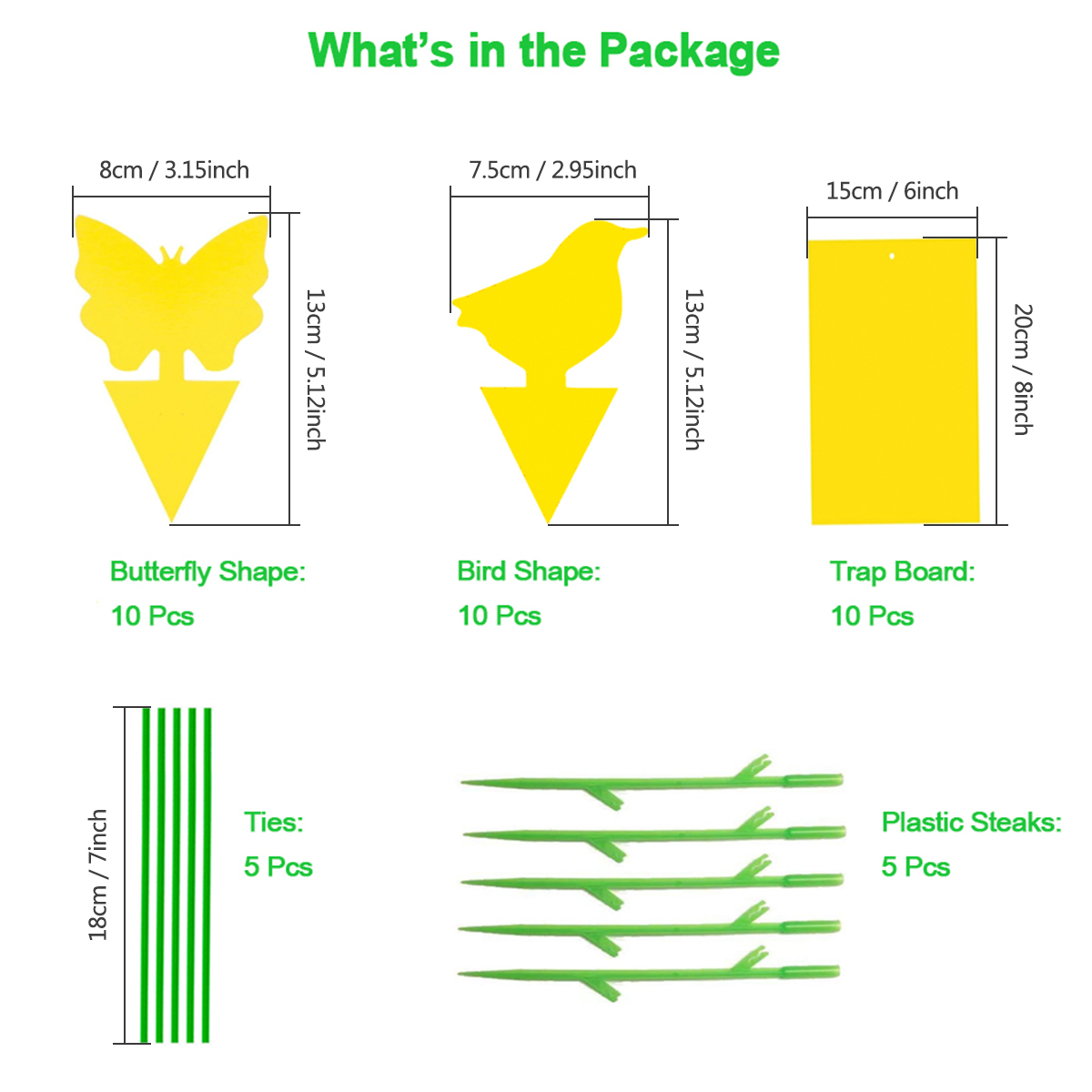 40 pcs Dual-Sided Yellow Sticky Traps Package,with Twist Ties, for Fruit Fly Gnat Sticky Trap Plant Indoor Outdoor Natural Insect Control, Non-Toxic