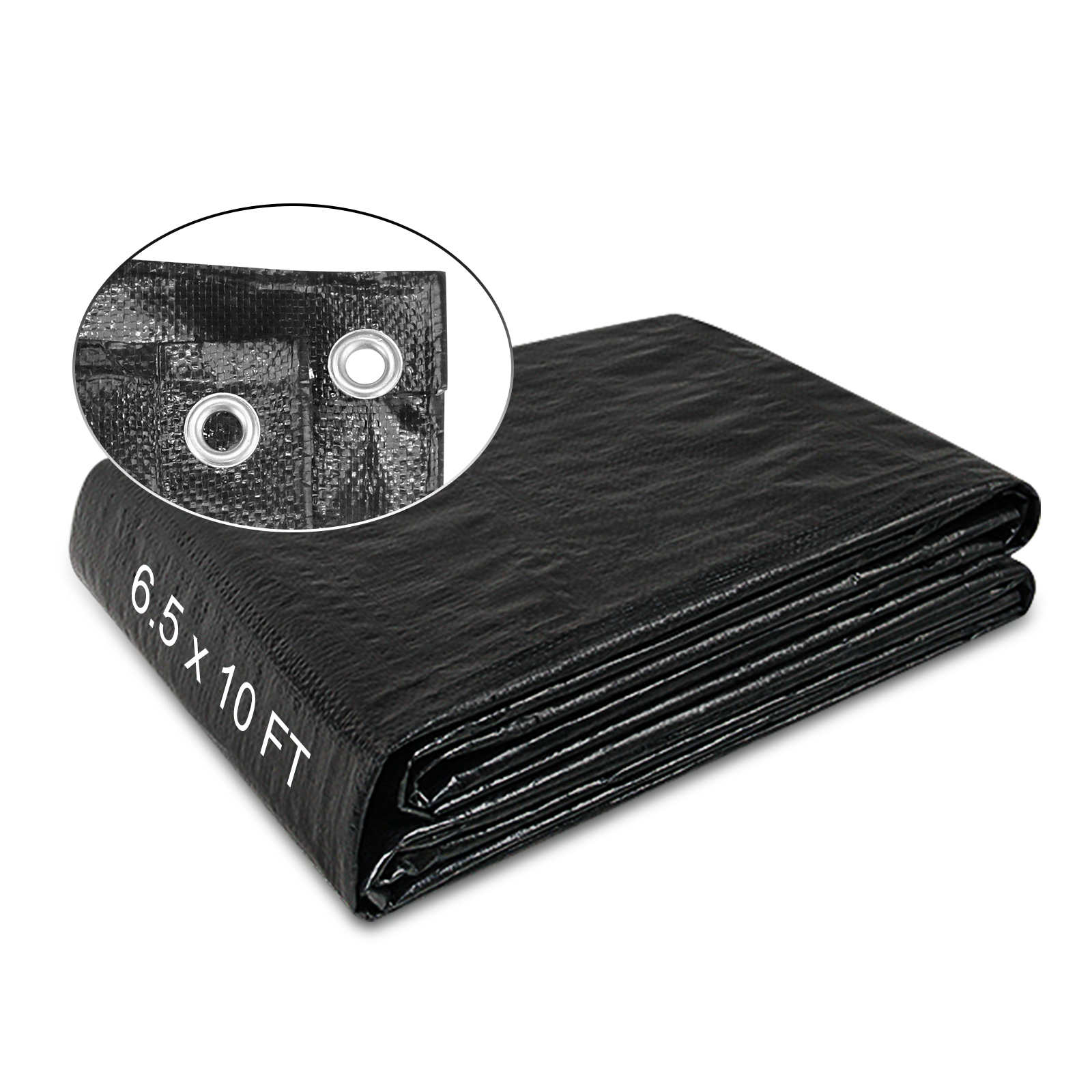 UCINNOVATE 6.5FT x 10FT Black Poly Tarp, Heavy Duty 14 mil Black Waterproof Tarpaulin, Durable Black Plastic Tarp Cover with Grommets for Garden Patio Lawn Shed Greenhouse Frame Roof or Truck