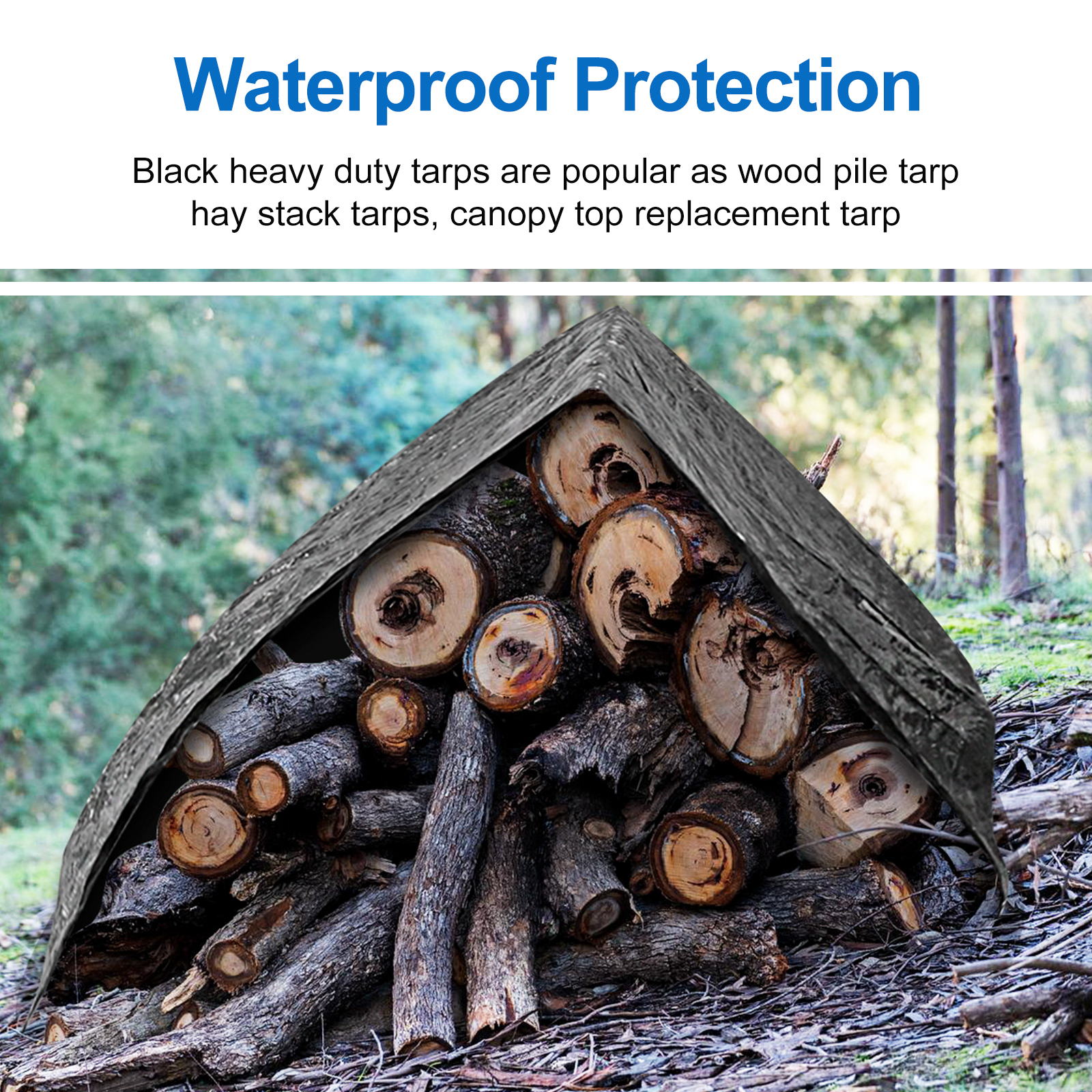 UCINNOVATE 6.5FT x 10FT Black Poly Tarp, Heavy Duty 14 mil Black Waterproof Tarpaulin, Durable Black Plastic Tarp Cover with Grommets for Garden Patio Lawn Shed Greenhouse Frame Roof or Truck