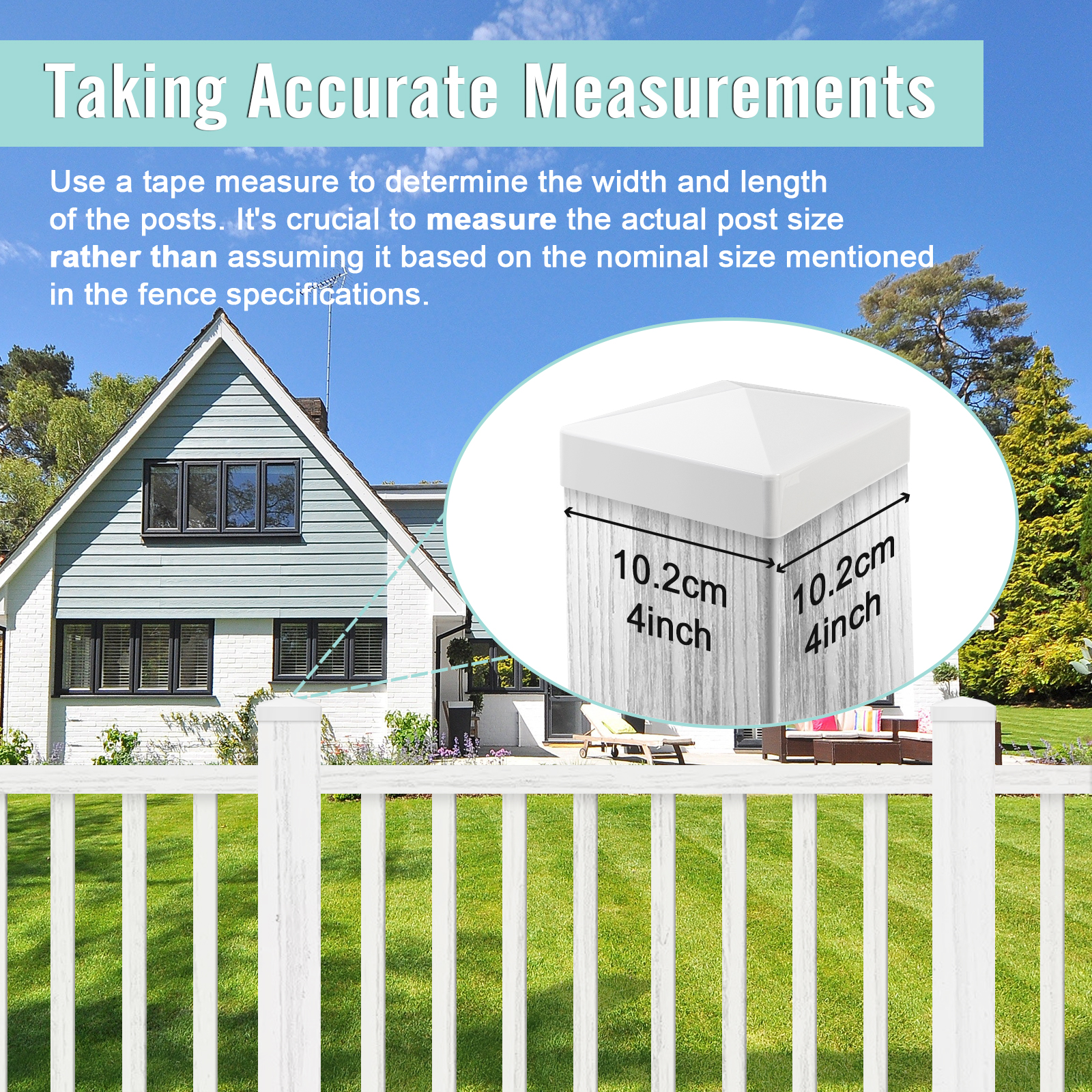 UCINNOVATE 10-Pack 4x4 Vinyl Fence Post Caps 4" x 4" Pyramid White PVC Deck Post Top Caps White Suitable for Actual Size of 4" x 4" Fences, lamp, Deck, Mailbox Wood, Vinyl Posts Decking Caps Cover