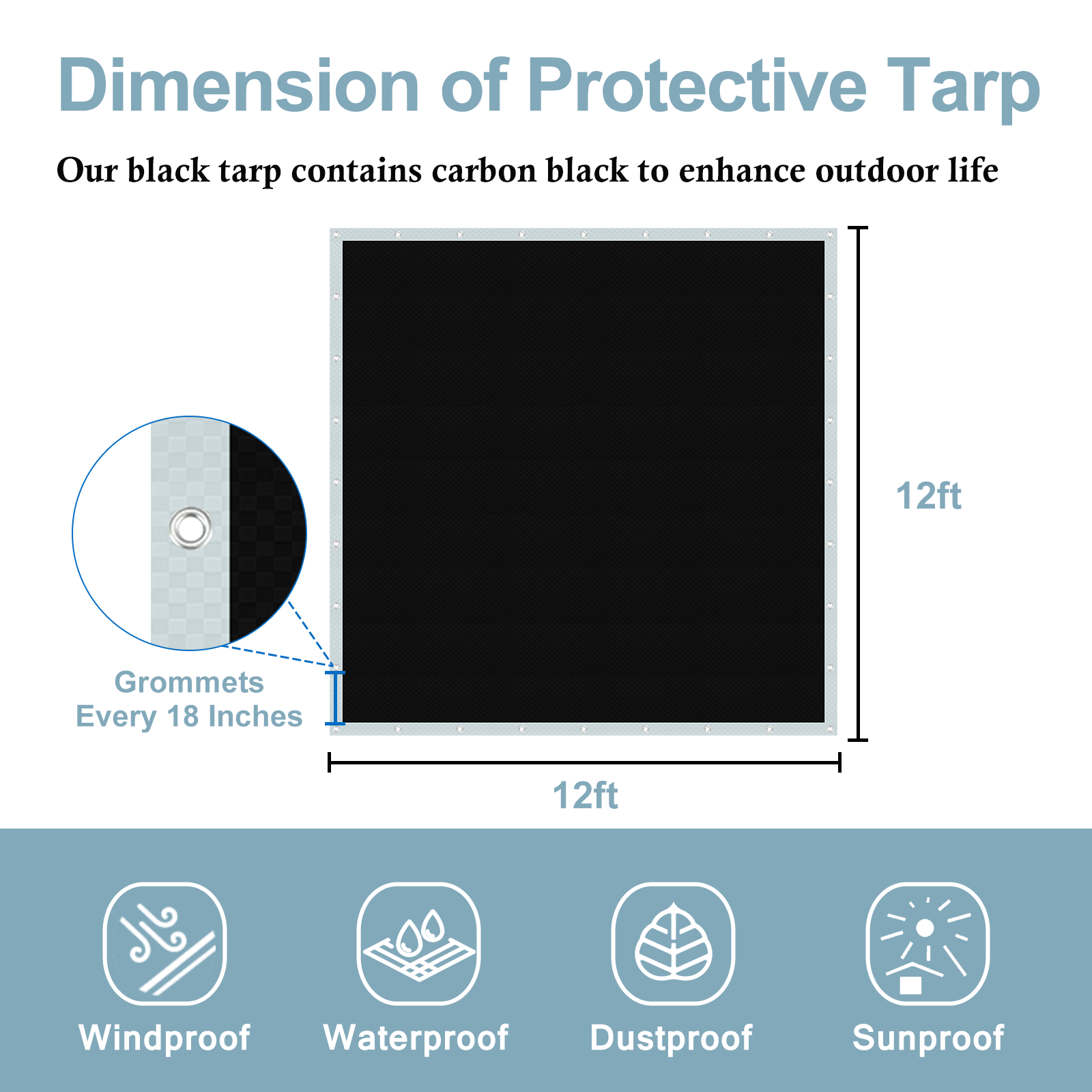UCINNOVATE 12x13 Ft White/Black Tarp Heavy Duty Waterproof, 10 Mil Durable UV Resistnat Windproof Protective Tarp Cover, Grommets Every 18’’ Outdoor Tarp for Shed Canopy Frame Carport Rain Shelter