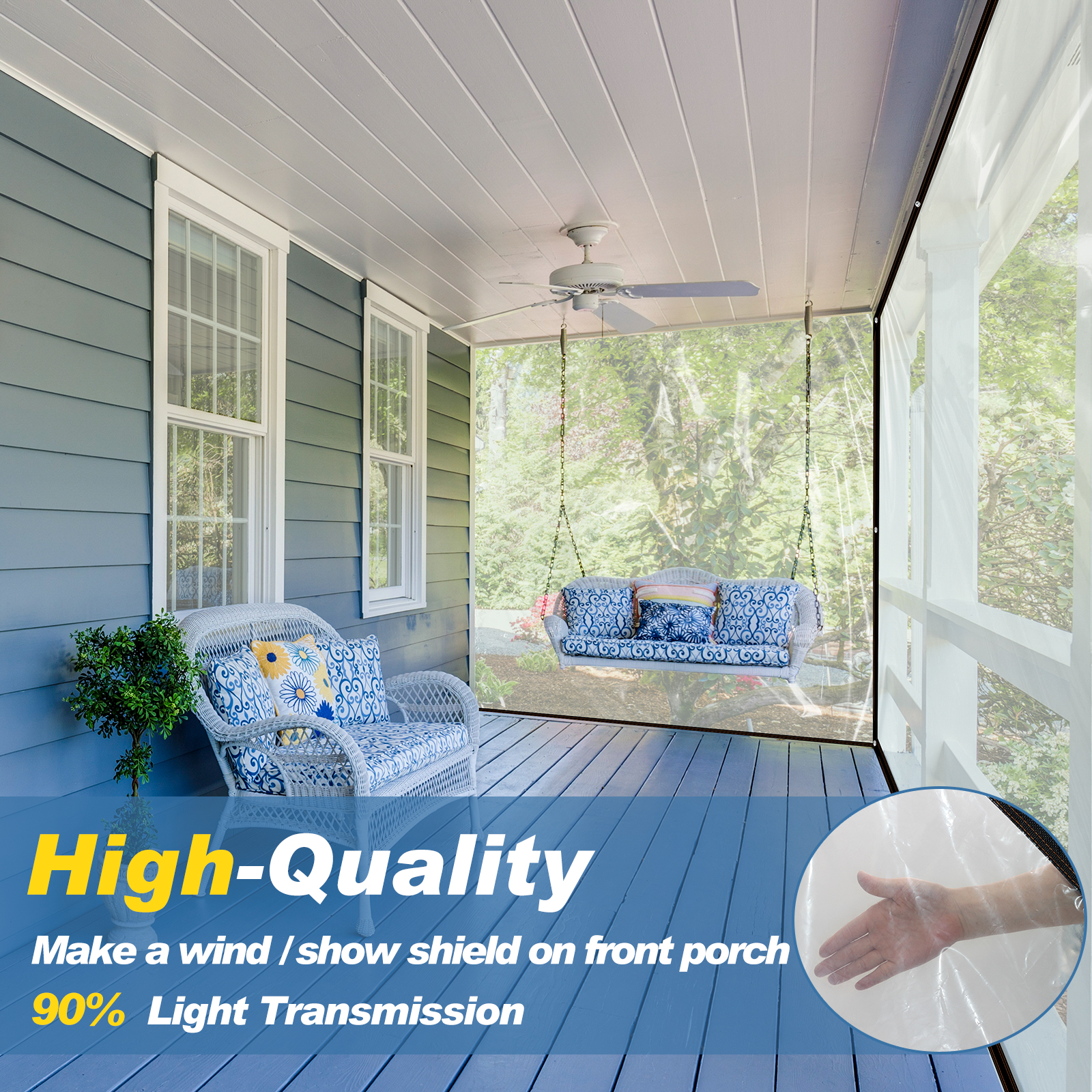 10 X 10 FT Clear Plastic Tarp Waterproof Clear Tarp Sheeting with Grommets, Windproof Clear Outdoor Tarp Cover Heavy Duty Transparent Tarp for Greenhouse Garden Patio Roof Kennels or Plants