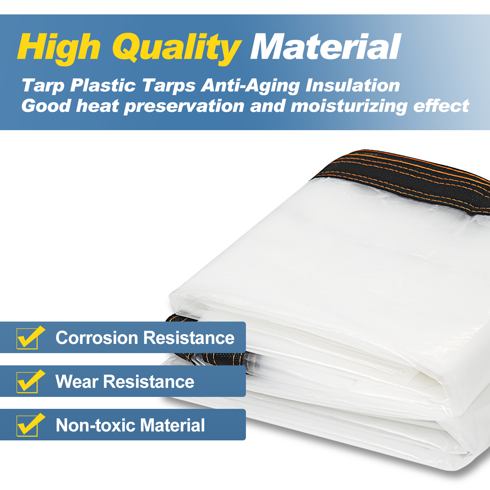 10 X 10 FT Clear Plastic Tarp Waterproof Clear Tarp Sheeting with Grommets, Windproof Clear Outdoor Tarp Cover Heavy Duty Transparent Tarp for Greenhouse Garden Patio Roof Kennels or Plants