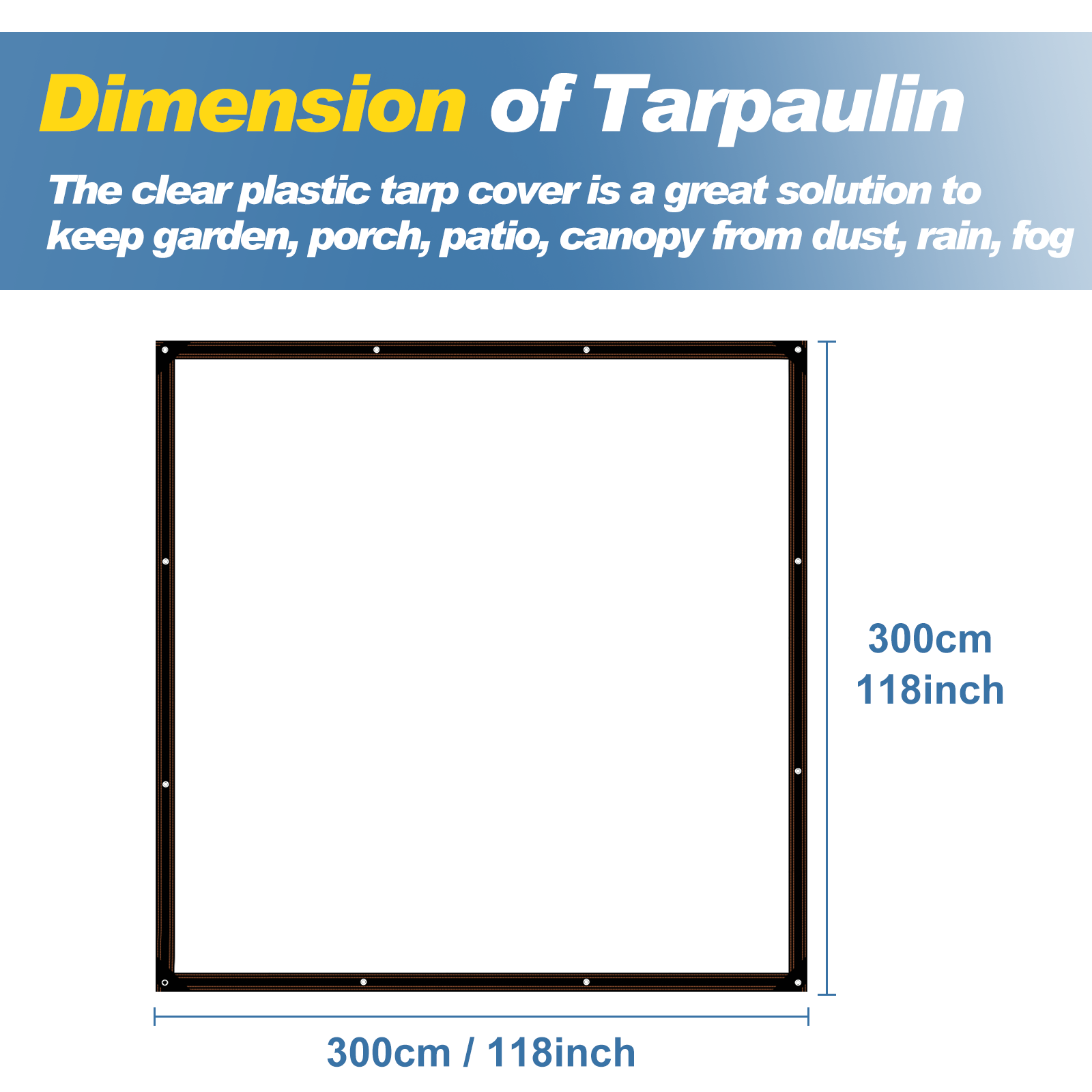 10 X 10 FT Clear Plastic Tarp Waterproof Clear Tarp Sheeting with Grommets, Windproof Clear Outdoor Tarp Cover Heavy Duty Transparent Tarp for Greenhouse Garden Patio Roof Kennels or Plants