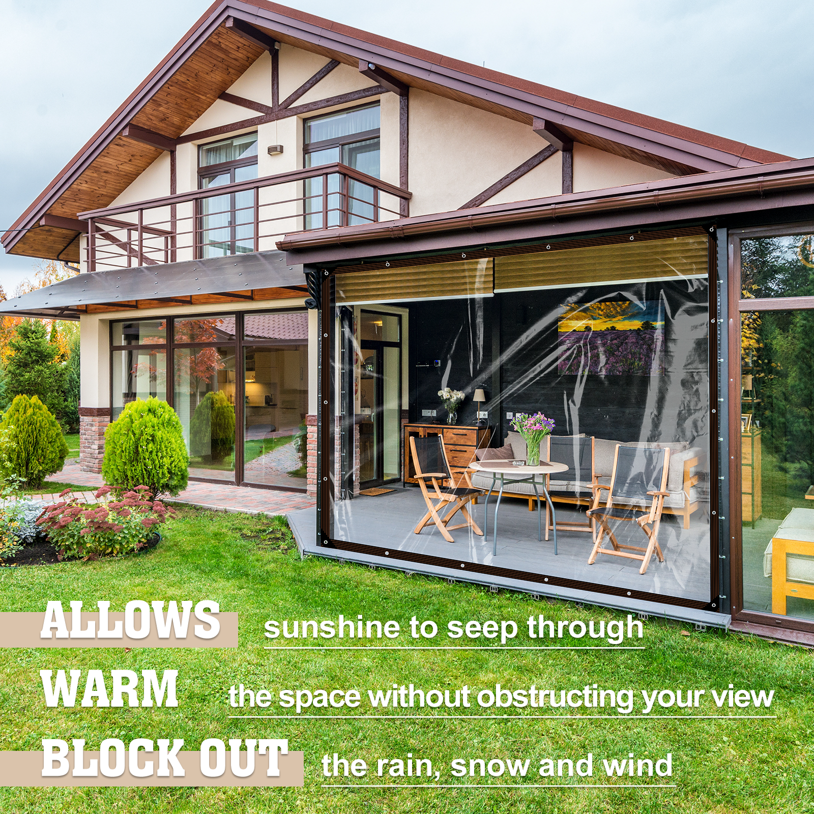 UCINNOVATE 6.5 x 10 ft Clear Vinyl Tarp Heavy Duty Waterproof Tarp Cover, Pretective Clear Plastic Tarp with Grommets Every 19 inch, Outdoor Tarp for Furniture Patio Pergola Canopy Garden Barn Kennel