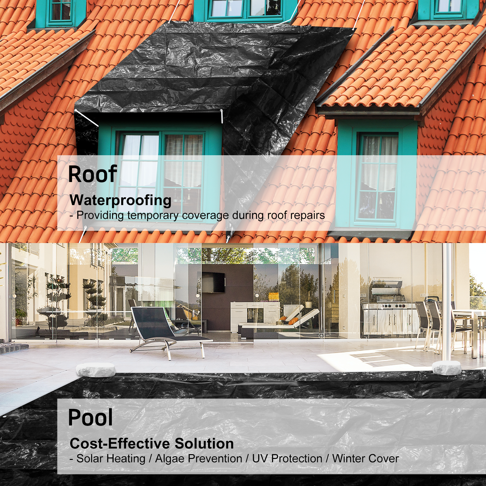 UCINNOVATE Black Tarp Waterproof 16 Mil Taprs Heavy Duty, 6.2x9.8 ft Waterproof Poly Tarp Cover with Grommets, UV Resistant Plastic Tarp for Emergency Rain Patio Furniture Woodpile Camping Pool Tent