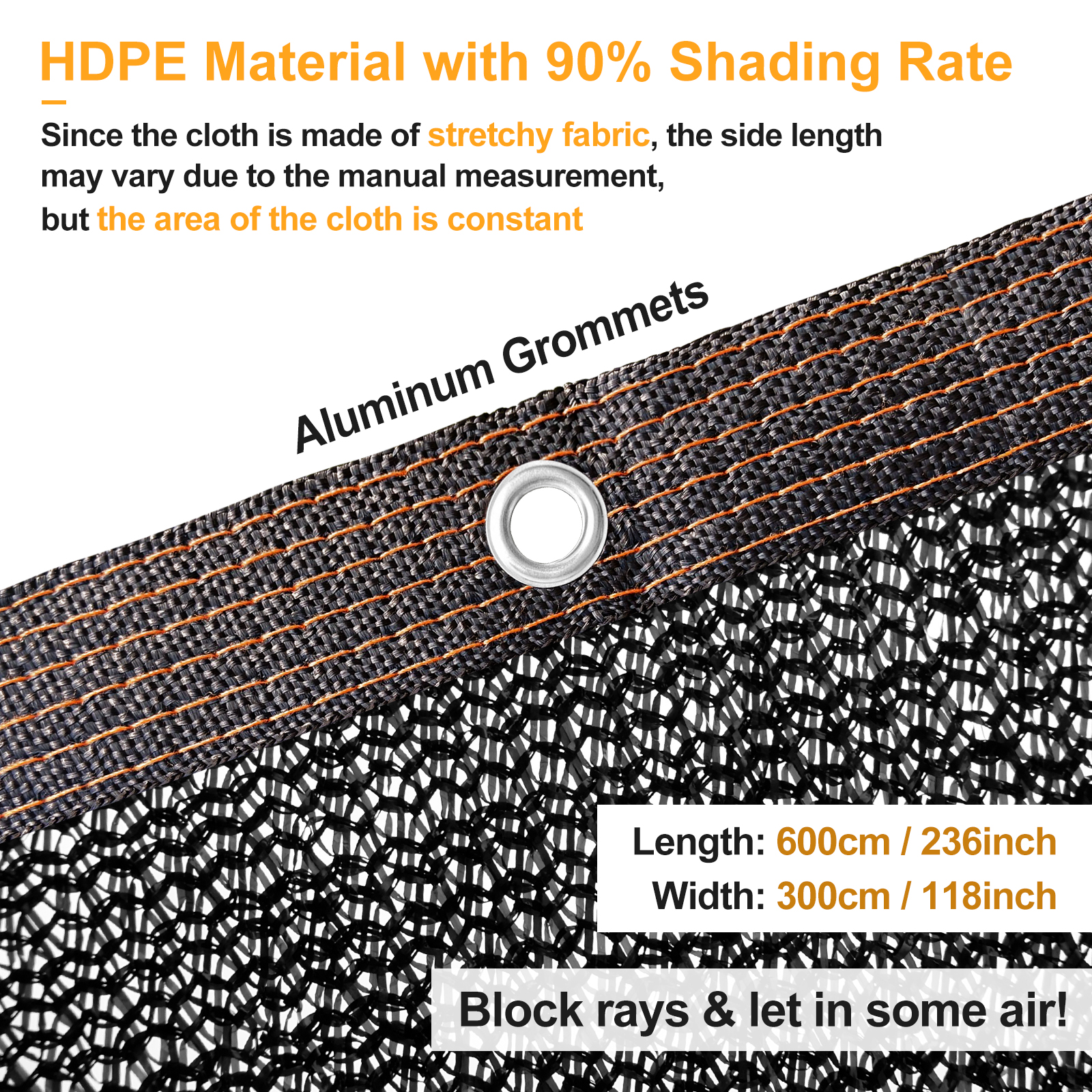 UCINNOVATE Garden 90% Shade Tarp 10x20 FT UV Resistant Sunshade Mesh Cover with Grommets, Sunscreen Net for Plant Heat Protection, Black Shade Cloth for Outdoor Pergola Patio Deck Backyard Barn Kennel