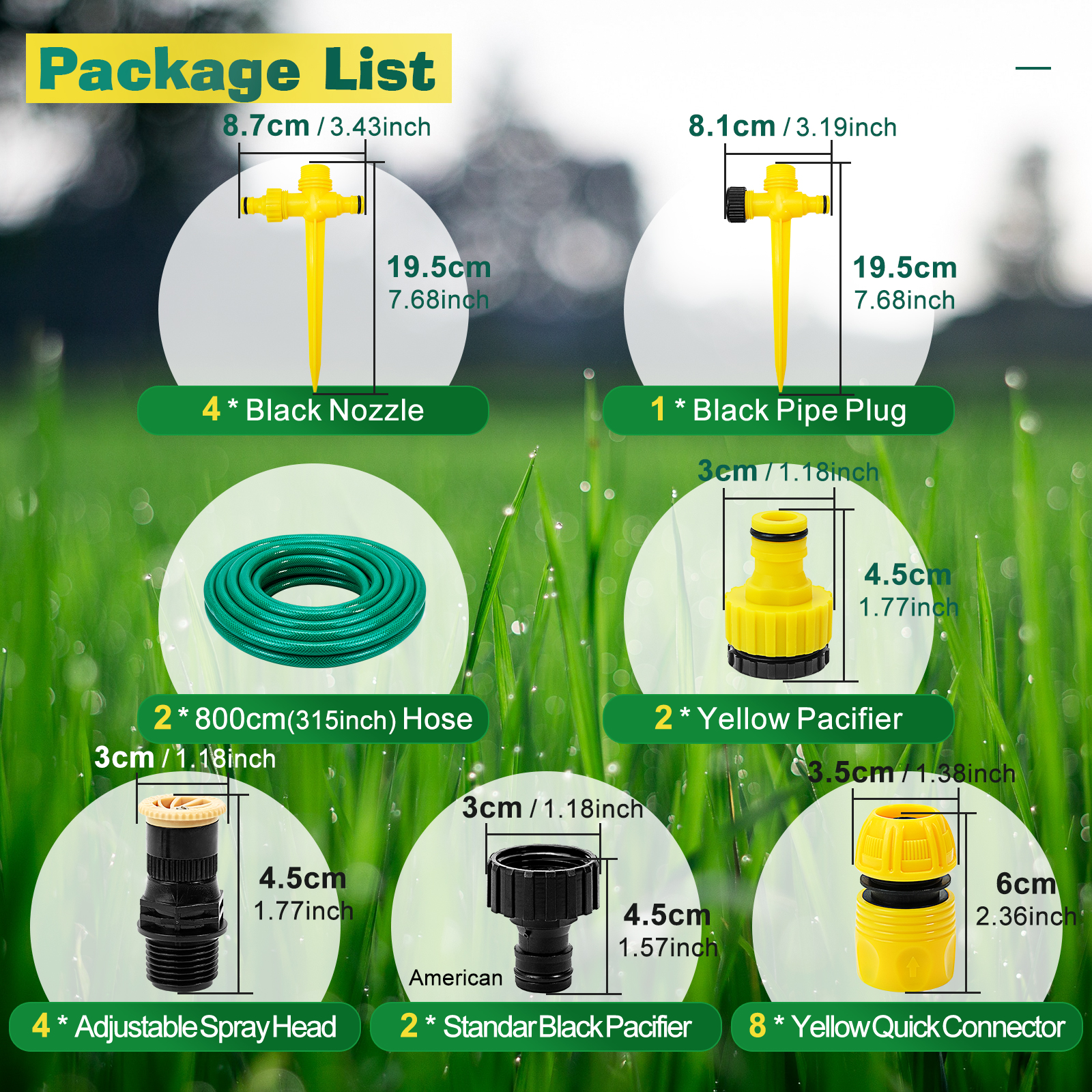 UCINNOVATE Garden Sprinkler, Adjustable 360°Rotation Lawn Sprinkler, Garden Above Ground Sprinkler System Kit, Large Area Coverage, Multipurpose Yard Sprinklers,Garden Lawn Sprinkler with 52.5FT Hose