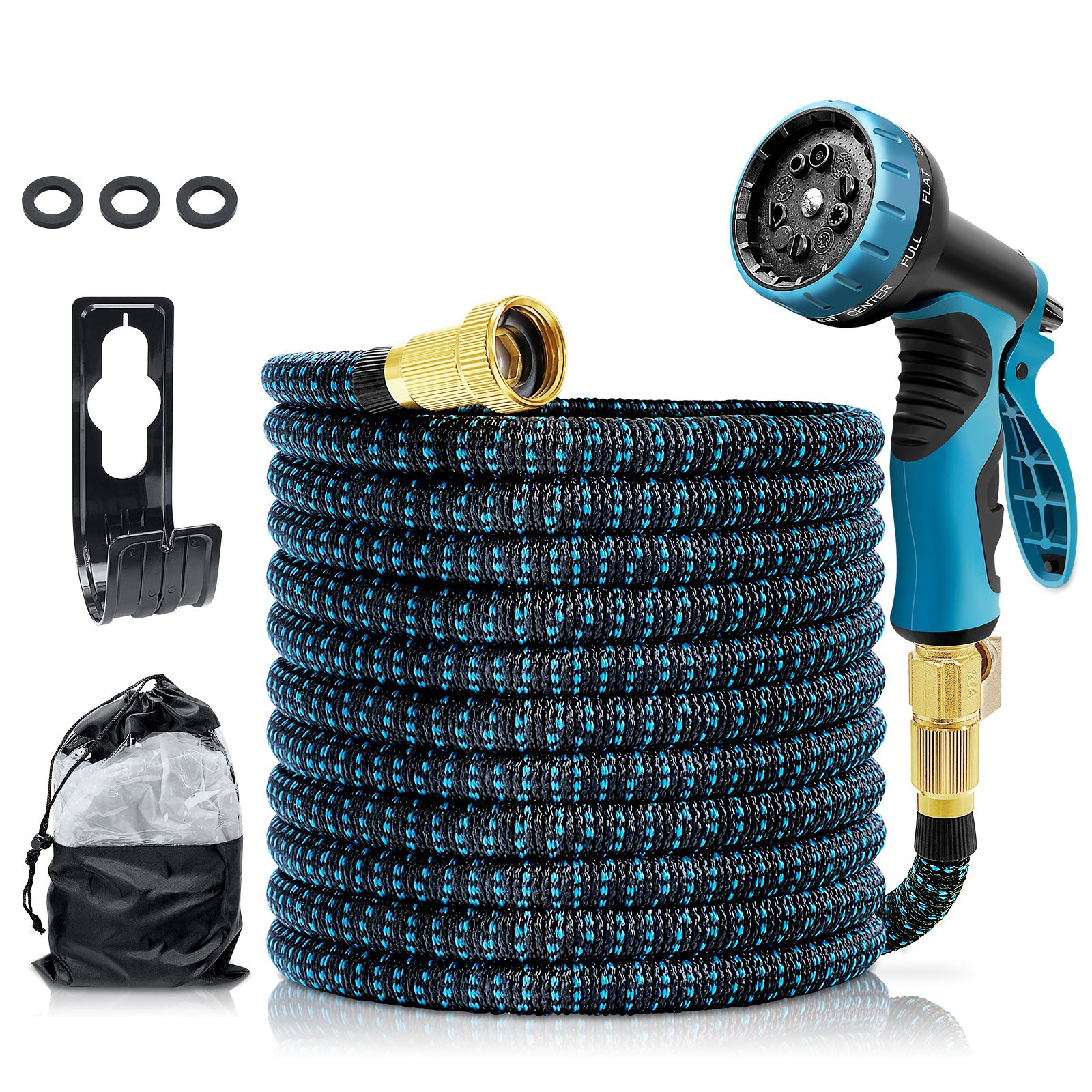 UCINNOVATE 50FT Expandable Garden Hose with 10-Pattern Spray Nozzle, Leakproof and Lightweight Water Hose, Kink-Free, 15m Garden Hose with 10 Functioning Nozzle, Hose with Quick Connector