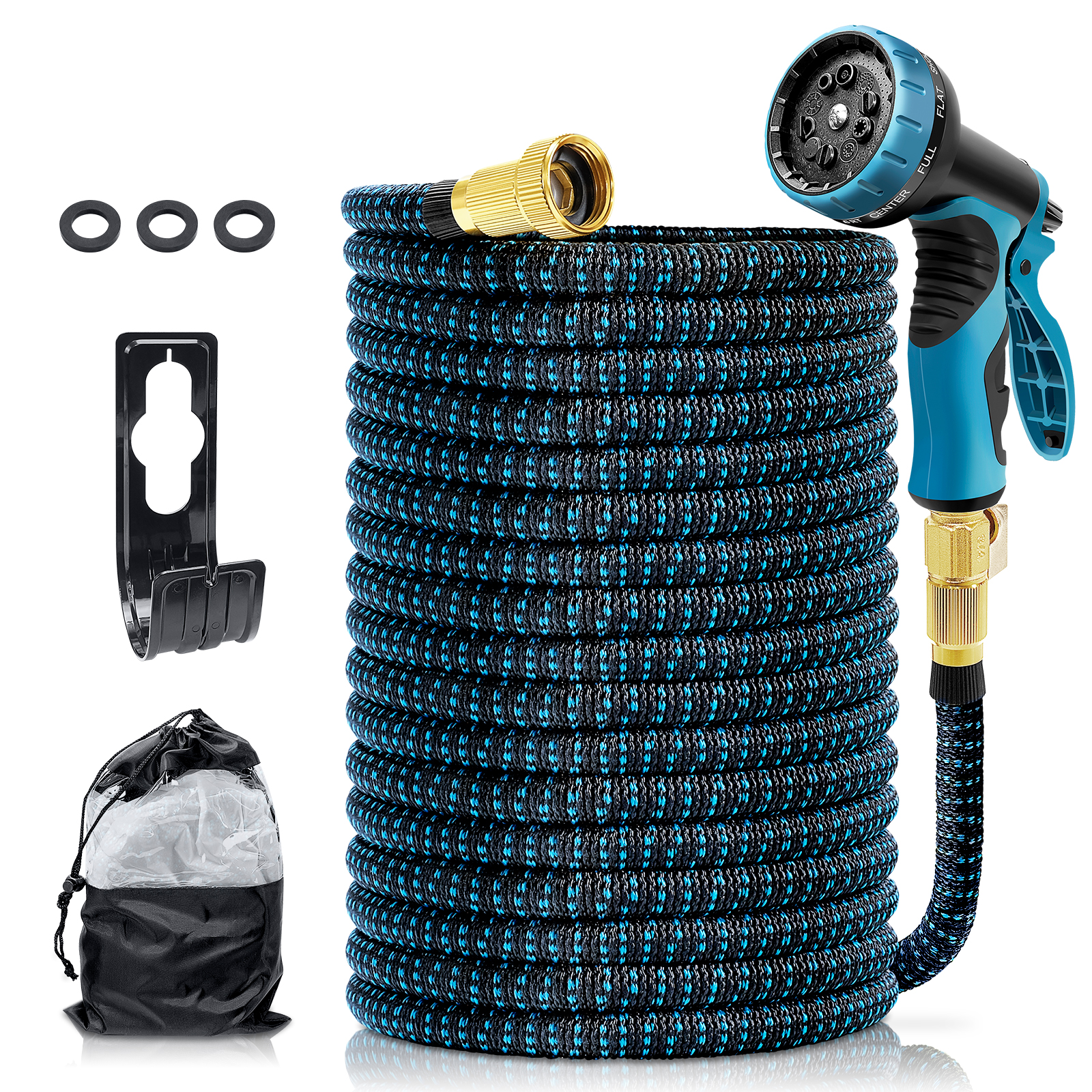 UCINNOVATE 100FT Expandable Garden Hose with 10-Pattern Spray Nozzle, Leakproof and Lightweight Water Hose, Kink-Free, 30m Garden Hose with 10 Functioning Nozzle, Hose with Quick Connector