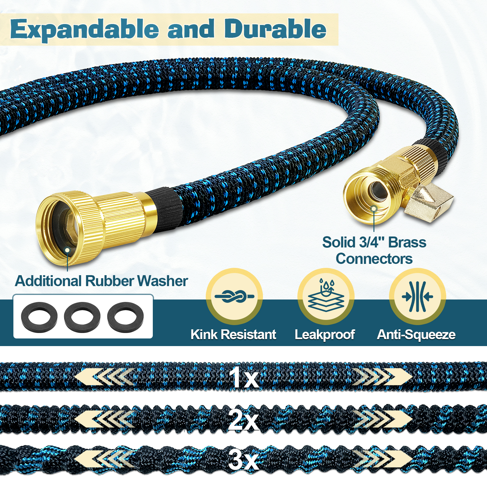 UCINNOVATE 100FT Expandable Garden Hose with 10-Pattern Spray Nozzle, Leakproof and Lightweight Water Hose, Kink-Free, 30m Garden Hose with 10 Functioning Nozzle, Hose with Quick Connector