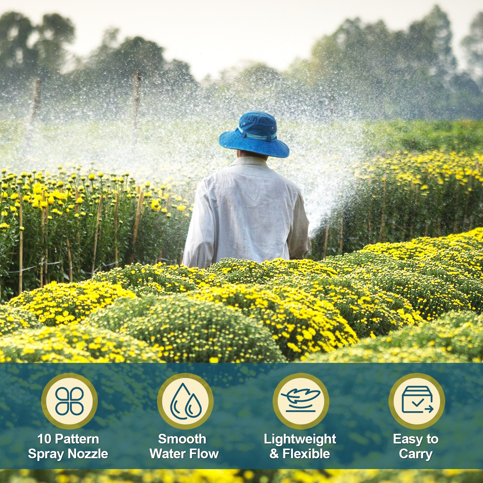 UCINNOVATE 100FT Expandable Garden Hose with 10-Pattern Spray Nozzle, Leakproof and Lightweight Water Hose, Kink-Free, 30m Garden Hose with 10 Functioning Nozzle, Hose with Quick Connector