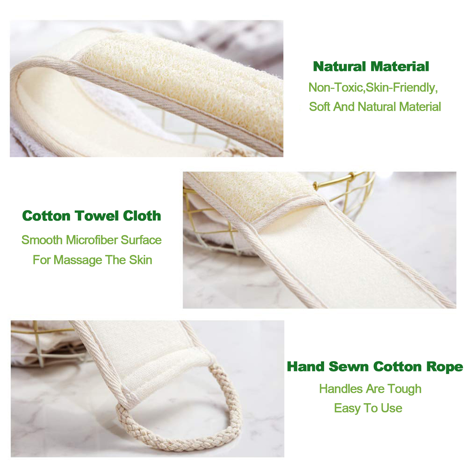 UCINNOVATE 3X Natural Loofah Shower, Loofah Sponge Large Exfoliating Shower Body Buff Away Dead Skin