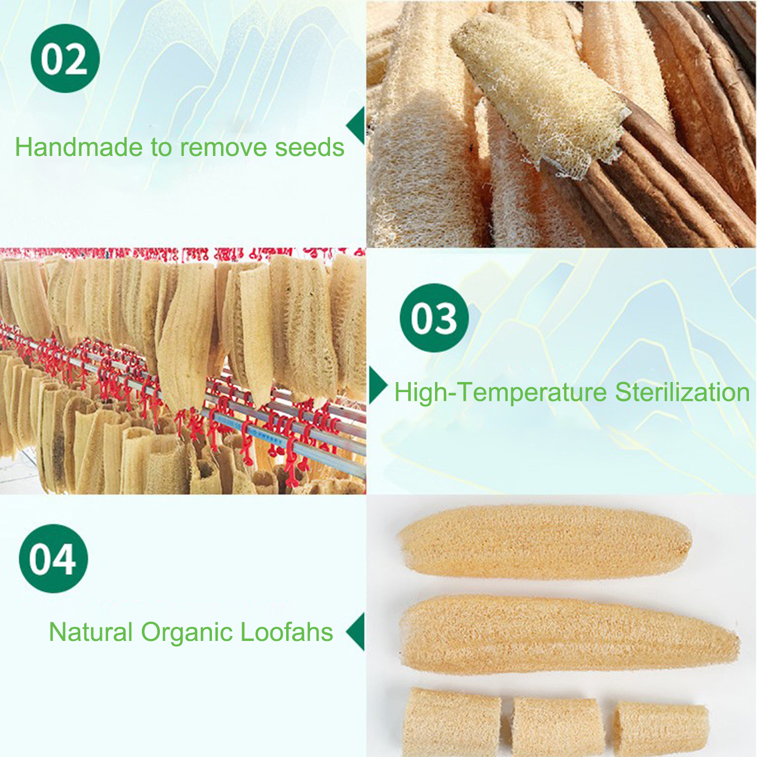 UCINNOVATE Natural Organic Loofahs, Loofah Shower for Exfoliating Skin Body Scrubber Use in Bath Shower, Large Body Wash Cleaning Spa Bath Spa Skin Care Back Accessories Scrubber Brush - 4PCS