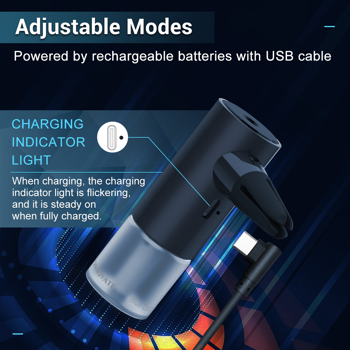 UCINNOVATE Smart Car Air Diffuser - Automatic On/Off Car Diffuser with Vent Clip, USB Diffuser 3 Mode Concentration Ultrasonic Atomizer Aroma Diffuser, French Natural Fragrance Cologne Scent for Car Office Home