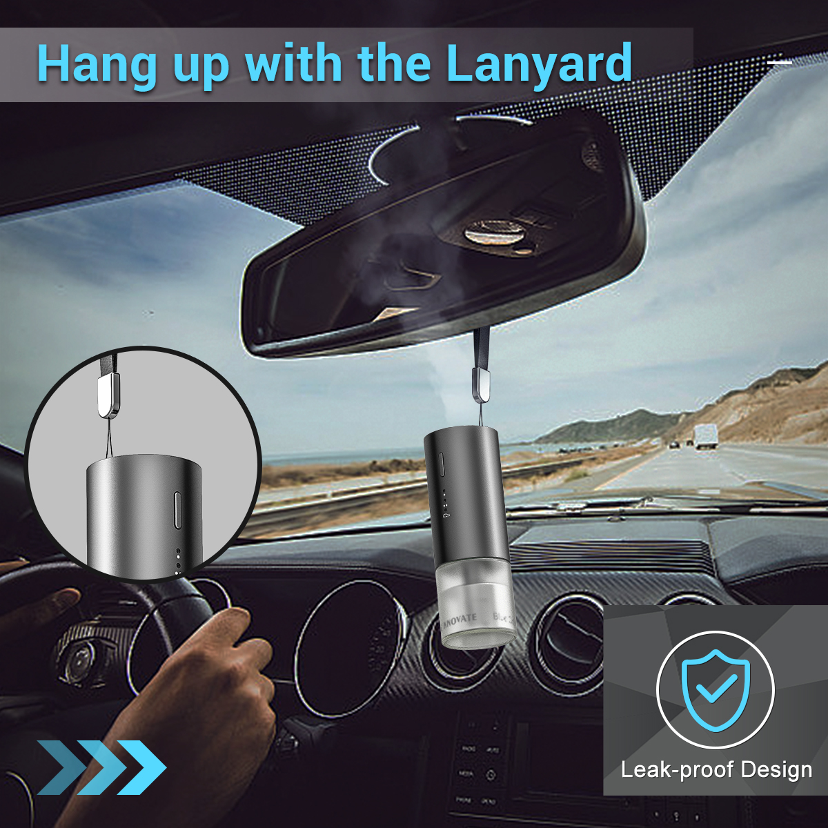 UCINNOVATE Smart Car Air Diffuser - Automatic On/Off Car Diffuser with Vent Clip, USB Diffuser 3 Mode Concentration Ultrasonic Atomizer Aroma Diffuser, French Natural Fragrance Cologne Scent for Car Office Home