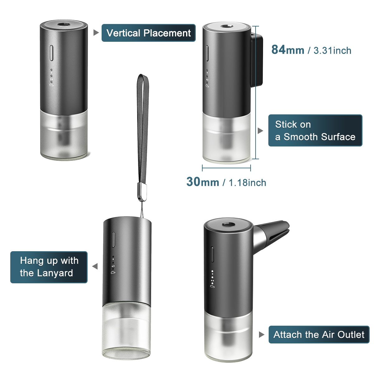 UCINNOVATE Smart Car Air Diffuser - Automatic On/Off Car Diffuser with Vent Clip, USB Diffuser 3 Mode Concentration Ultrasonic Atomizer Aroma Diffuser, French Natural Fragrance Cologne Scent for Car Office Home