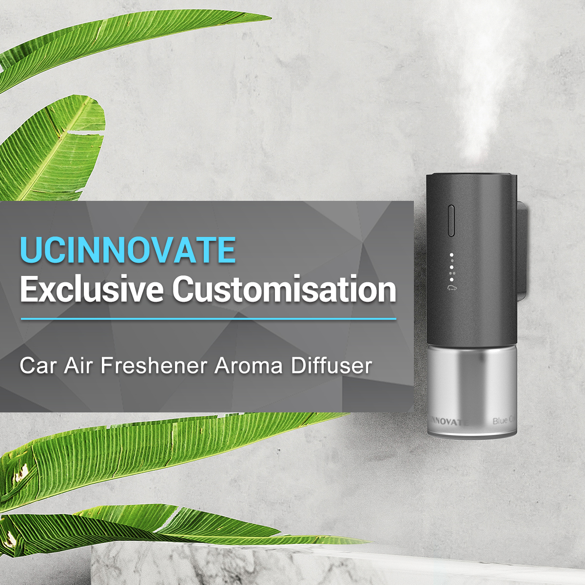 UCINNOVATE Smart Car Air Diffuser - Automatic On/Off Car Diffuser with Vent Clip, USB Diffuser 3 Mode Concentration Ultrasonic Atomizer Aroma Diffuser, French Natural Fragrance Cologne Scent for Car Office Home