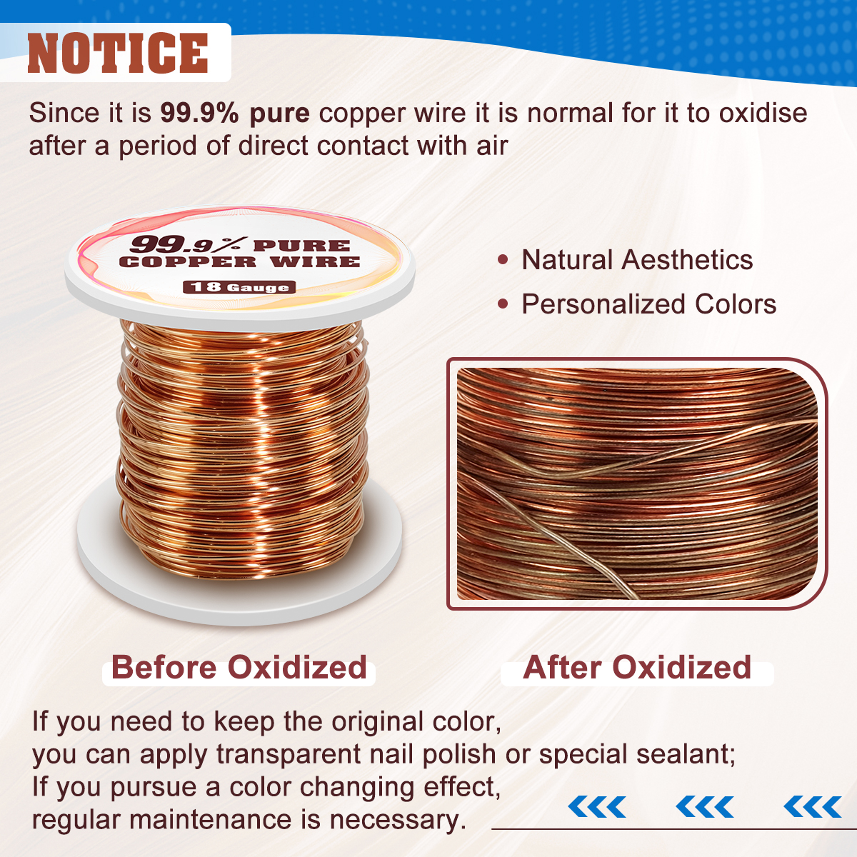 UCINNOVATE 99.9% Pure Copper Wire, 16 Gauge/ 1.3 mm Diameter 33Feet Soft Pure Copper Wire, 16 AWG 10m Solid Pure Copper Wire for Jewelry Making Wire Craft Wire