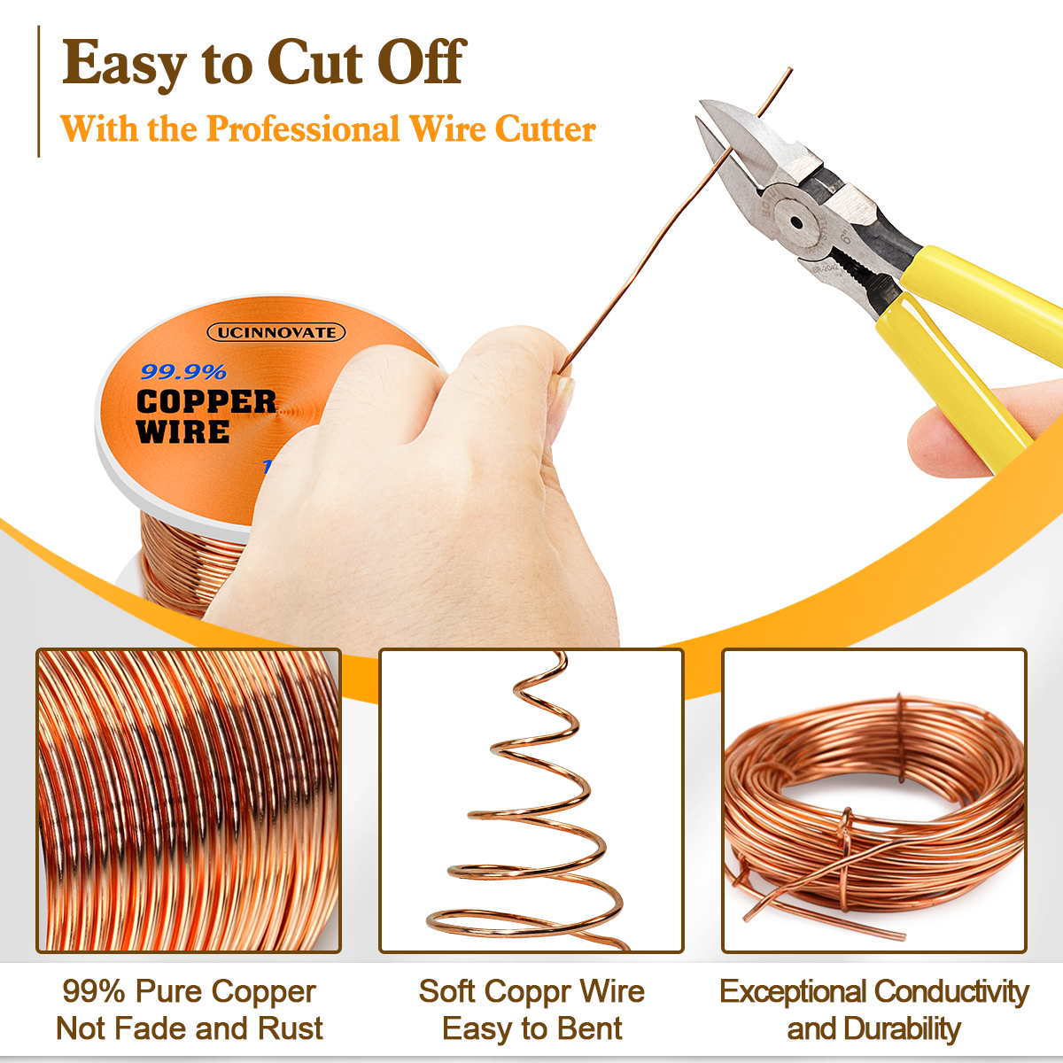 18 Gauge Copper Wire for Jewelry Making, 105FT 18 AWG Crafts Jewelry Wire 99.9% Solid Bare Pure Copper Wire 1/2 BL Spool, 1mm Diameter Full-Round Uncoated Beading Copper Crafting Wire