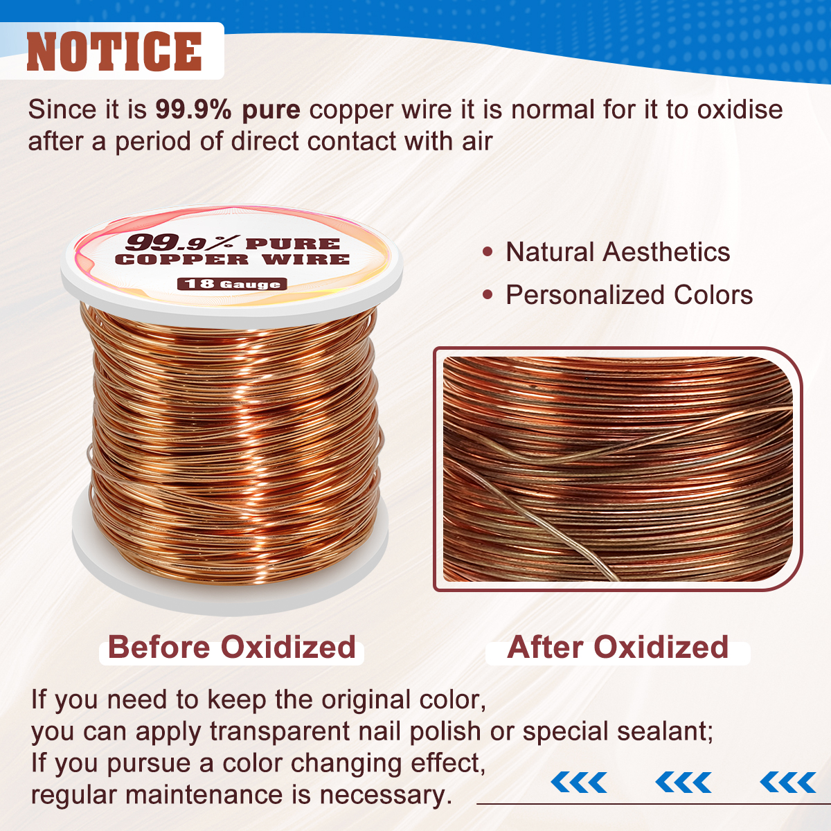 UCINNOVATE 18 Gauge 99.9% Pure Copper Wire, 18 AWG Soft Bare Copper Wire 213FT / 65m 1 Pound Spool
