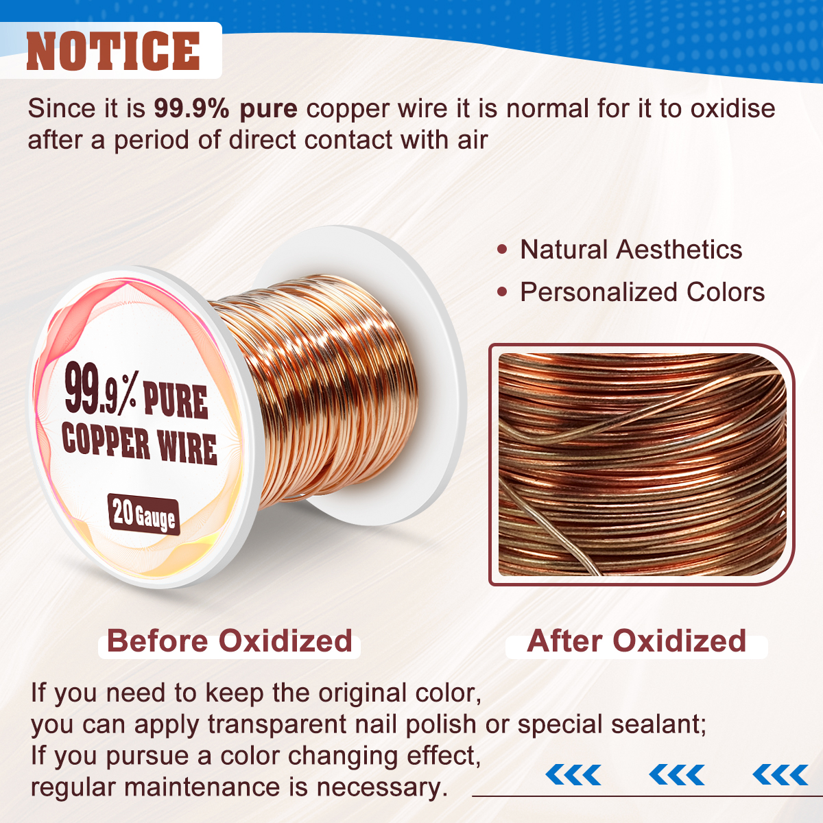 20 Gauge 99.9% Pure Copper Wire, 0.8mm Dia / 115Ft Soft Copper Wire for Jewelry Making and Craft Wire, 20 AWG Premium Flexible Bare Solid Copper Wire for Electroculture Gardening Plants