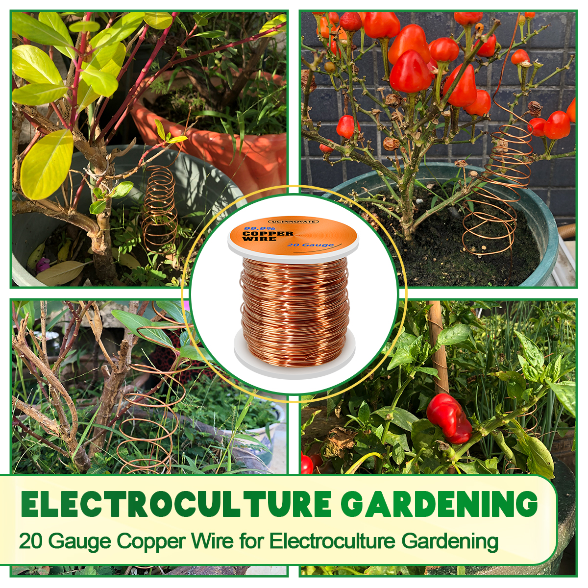 UCINNOVATE 20 Gauge Copper Wire, 20AWG 230FT Soft Pure Copper Wire for Jewelry Making, 0.8mm Diameter Craftwire Copper Jewelry Wire, 99.9% Bare Copper Wire for Electroculture Gardening Plants and Vegetables