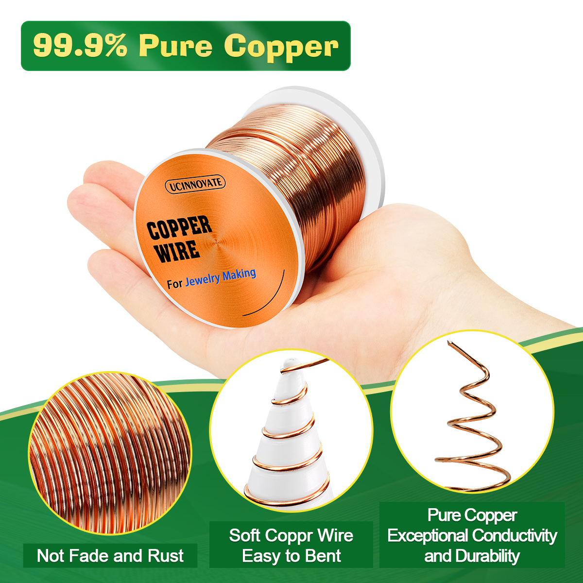 1 Pound 99.9% Pure Copper Wire 16 Gauge with Fibonacci Coil Winding Jig for Electroculture Gardening, Electro Culture Gardening Antenna Stake for Growing Garden Plants and Vegetable