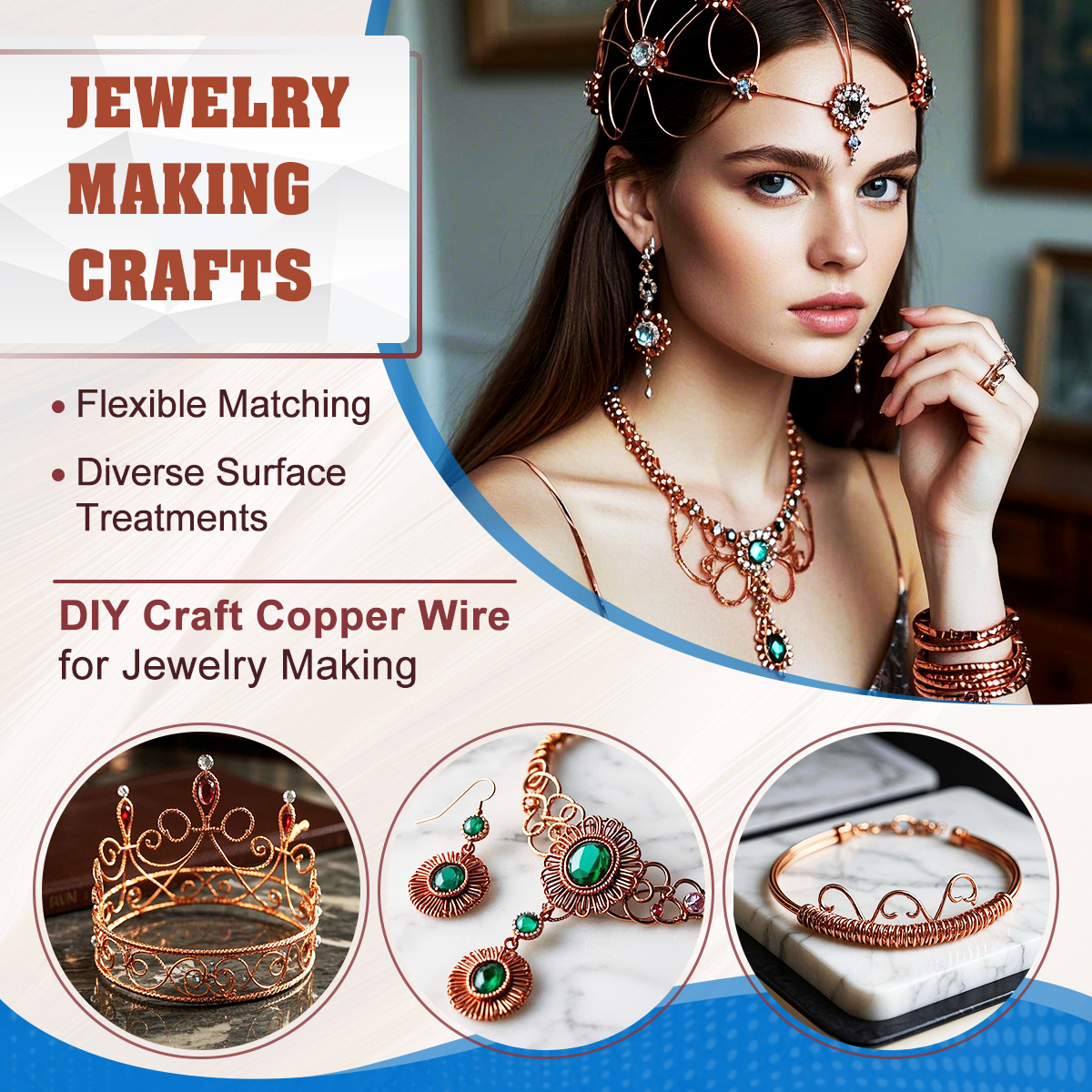 UCINNOVATE 20 Gauge Pure Copper Wire for Jewelry Making Craft, 164Ft 20AWG 0.8mm Diameter Solid Copper Wire for Gardening, Electroculture, Jewelry Making Beading DIY Craft Pure Bare Copper Wire