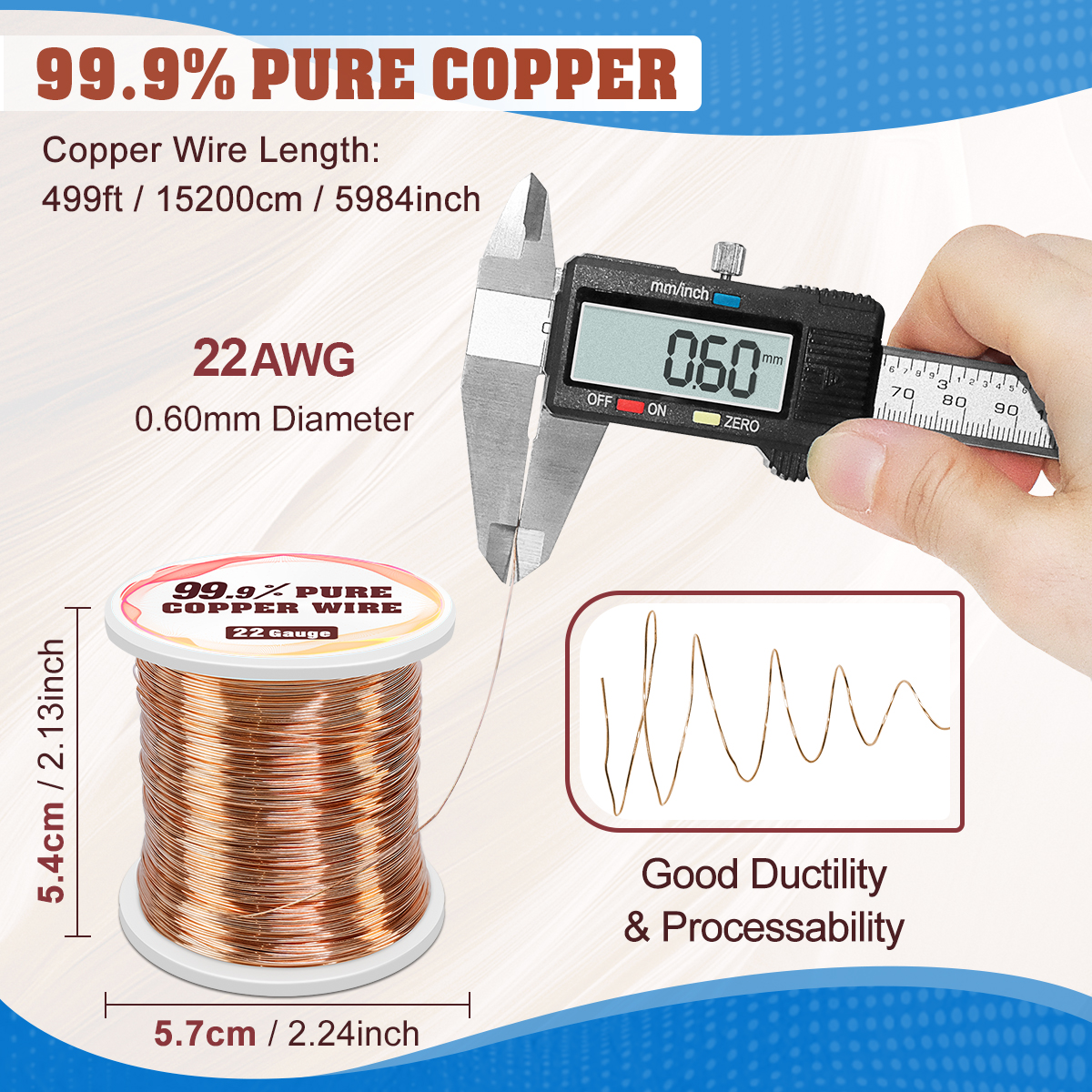 UCINNOVATE 99.9% Copper Wire, 16 Gauge Soft, 127 Feet / 39m, 1 lb Spool, Pure Copper Wire for Jewelry Making, Gardening, DIY Projects, Copper Color