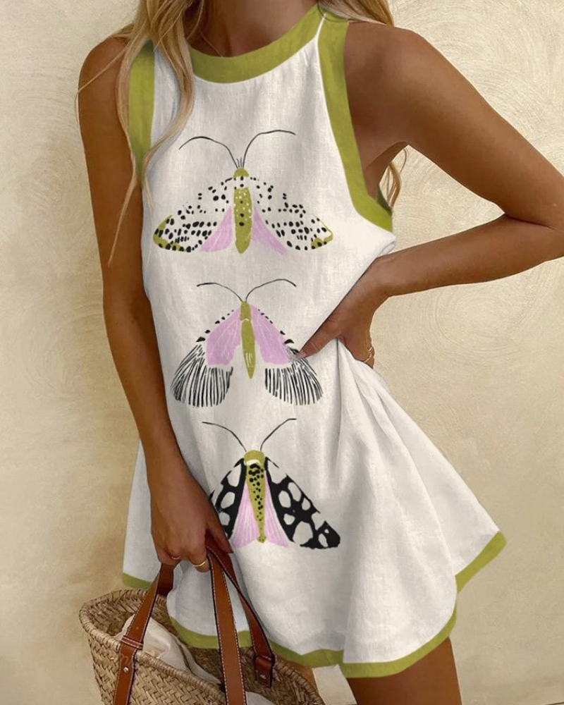 Simple Butterfly Print Mini Dress