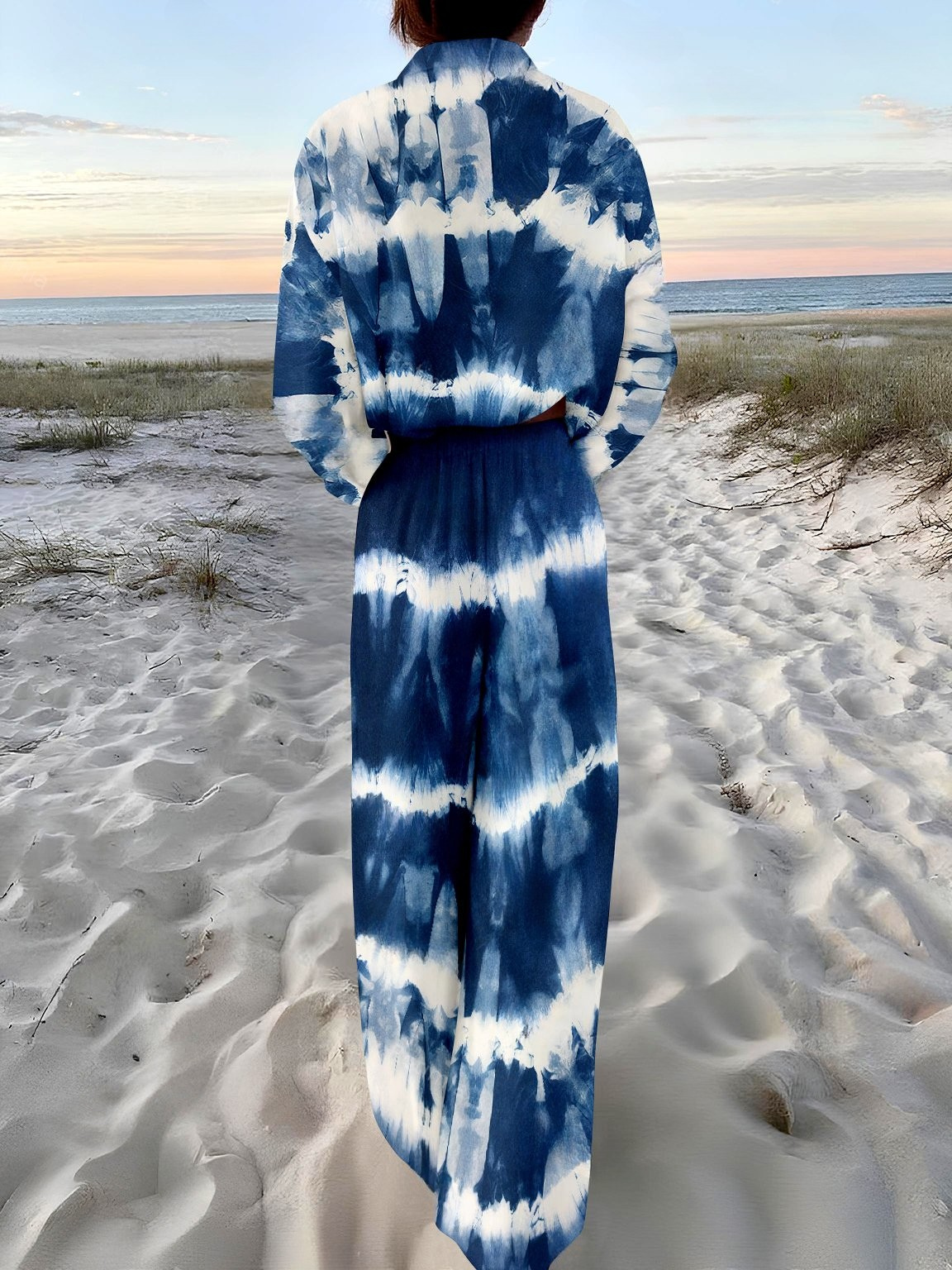 Tie-dyed Gradient Color Printed Shirt Set