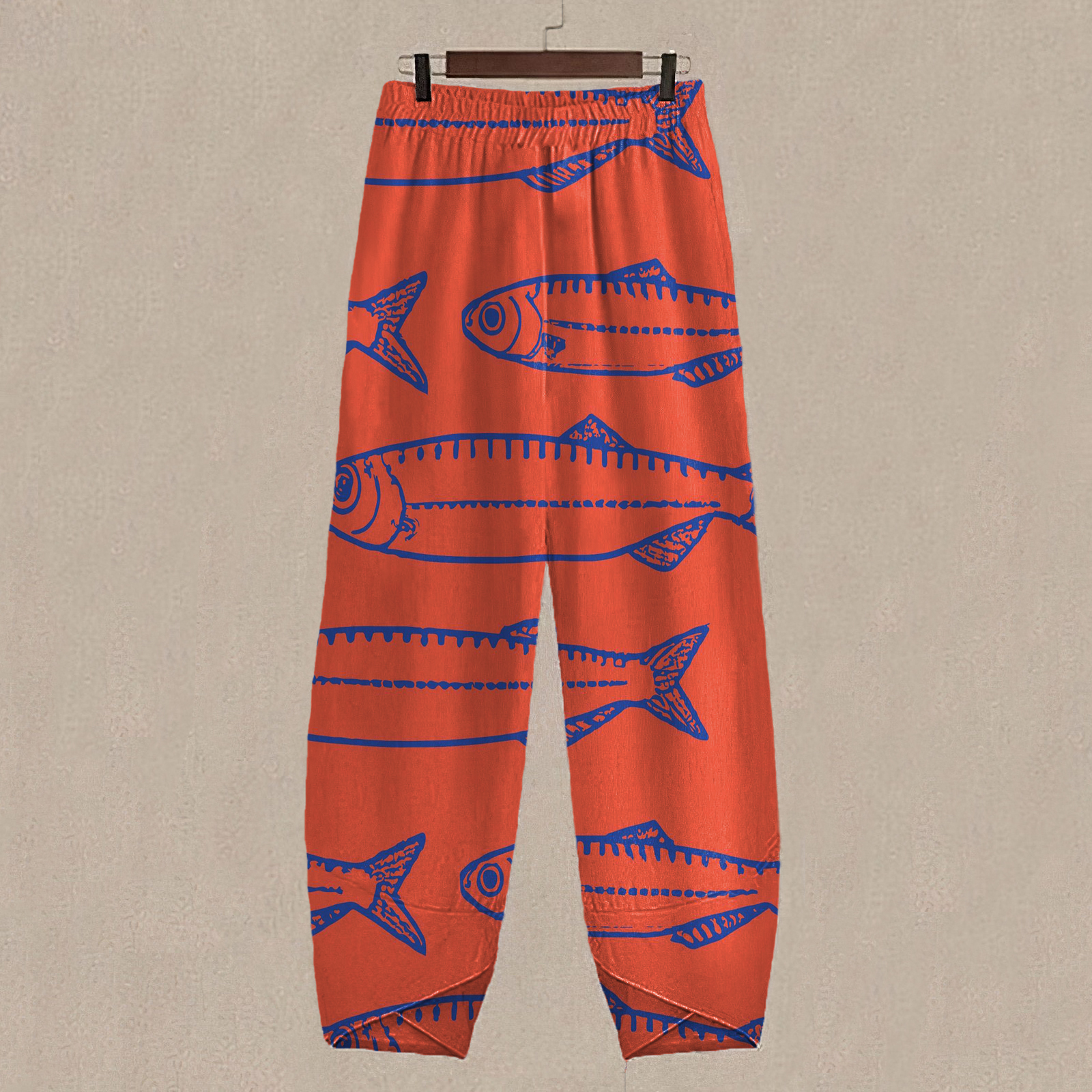 Japanese Red Sardines Art Print Cropped Pants