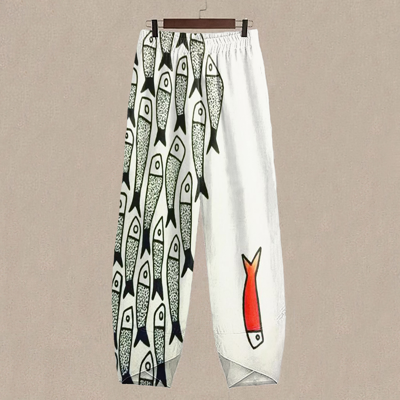Fun Fish Art Cropped Casual Pants