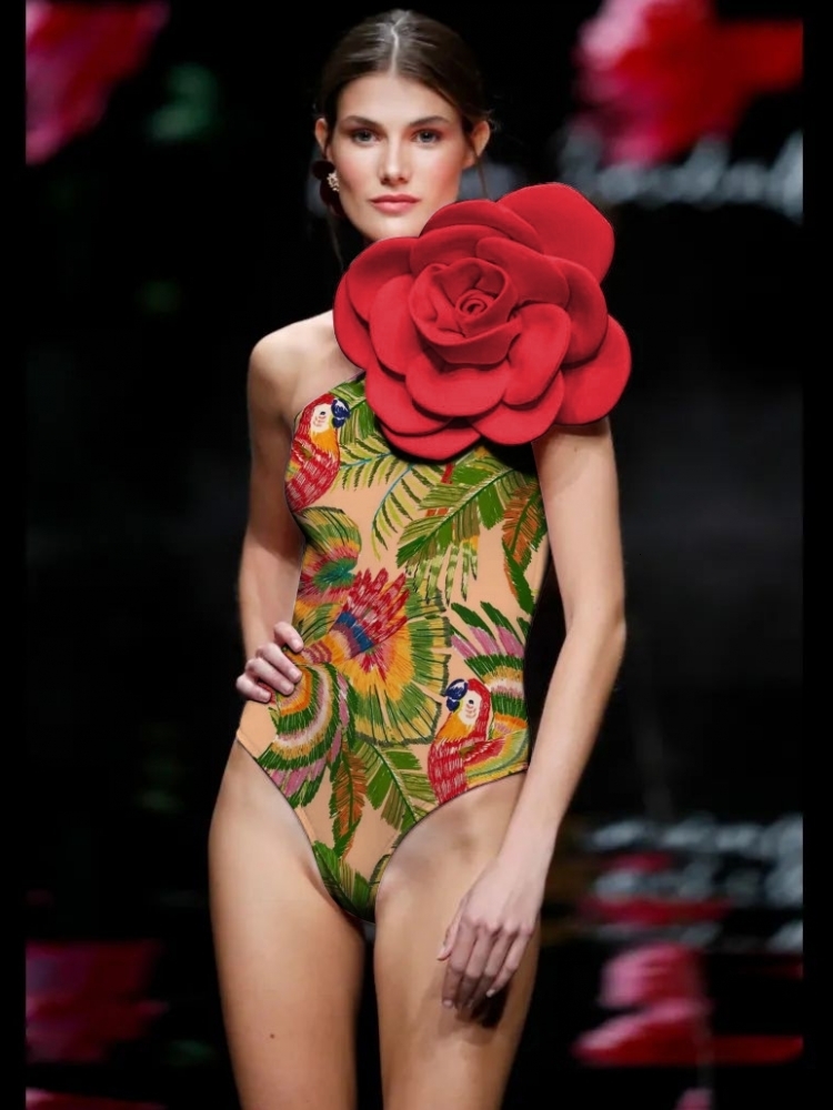 Floral Pattern Tight-Fitting And Slimming One Piece Swimsuit