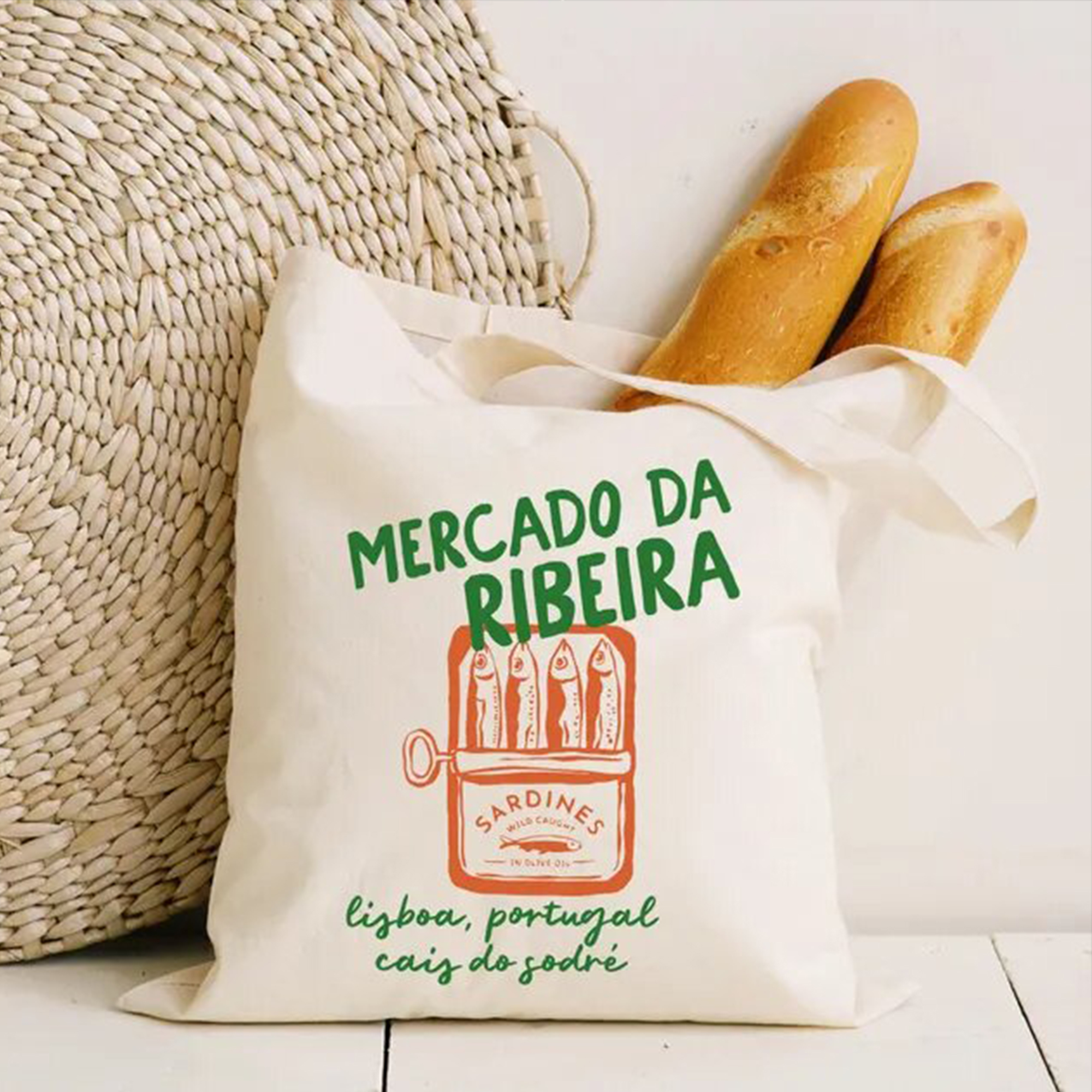 Canned Sardines printed Tote Bag