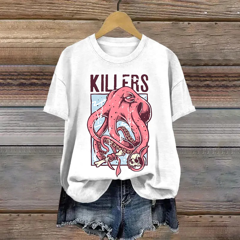 Cotton Octopus Printed T-shirt