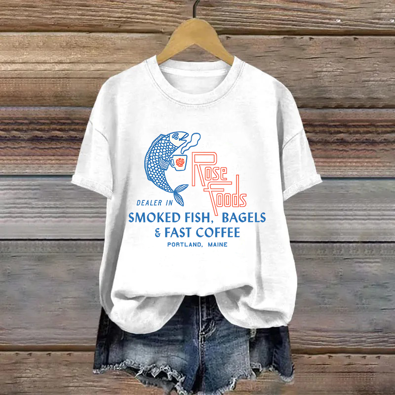 Cotton Smoked Fish Printed T-shirt