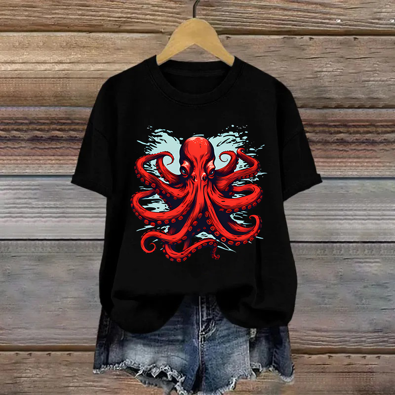 Cotton Octopus Printed T-shirt