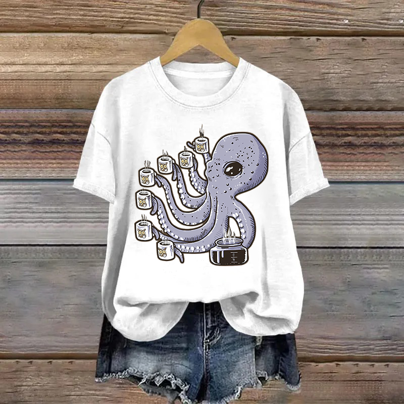 Cotton Octopus Printed T-shirt
