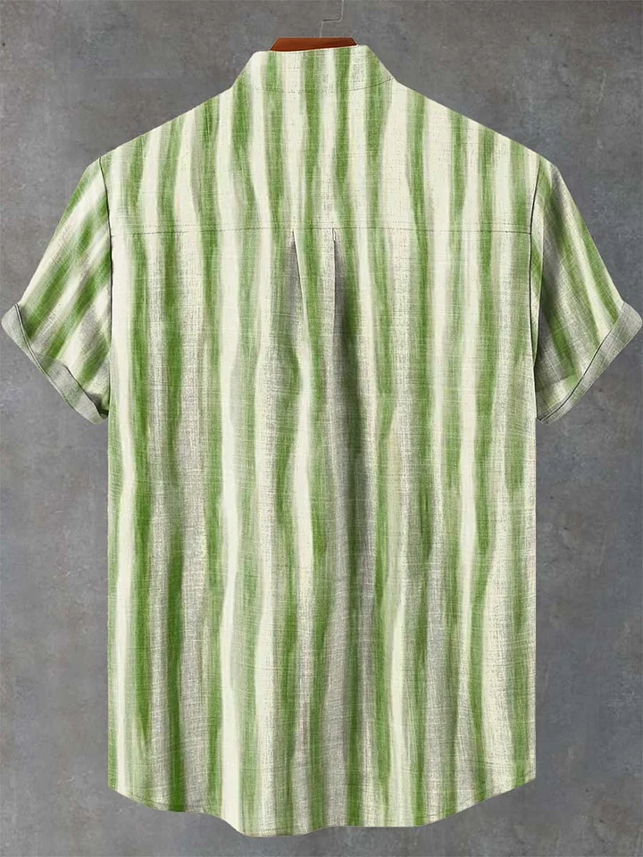 Green Sardines Stripes Print Casual 100% Cotton Shirt